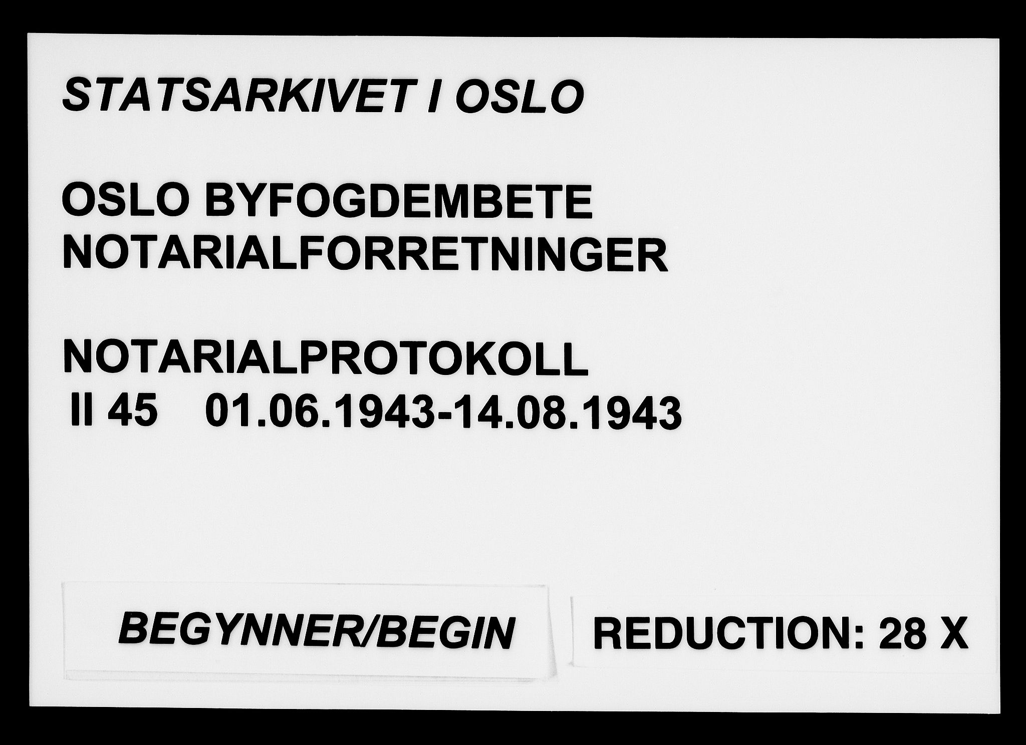 Oslo byfogd avd. I, SAO/A-10220/L/Lb/Lbb/L0045: Notarialprotokoll, rekke II: Vigsler, 1943