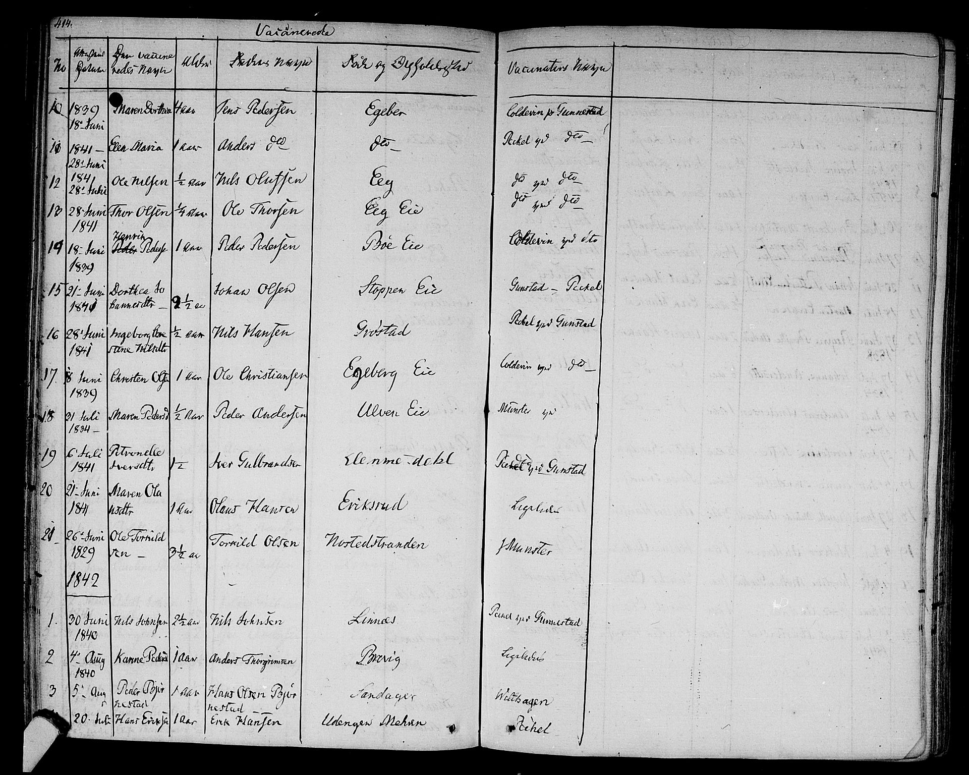 Lier kirkebøker, AV/SAKO-A-230/F/Fa/L0010: Parish register (official) no. I 10, 1827-1843, p. 414