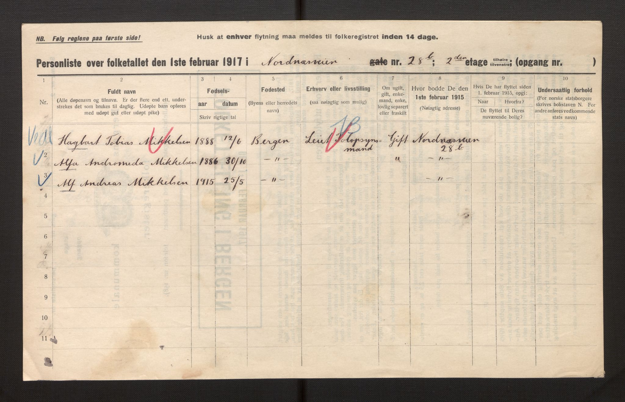 SAB, Municipal Census 1917 for Bergen, 1917, p. 27077