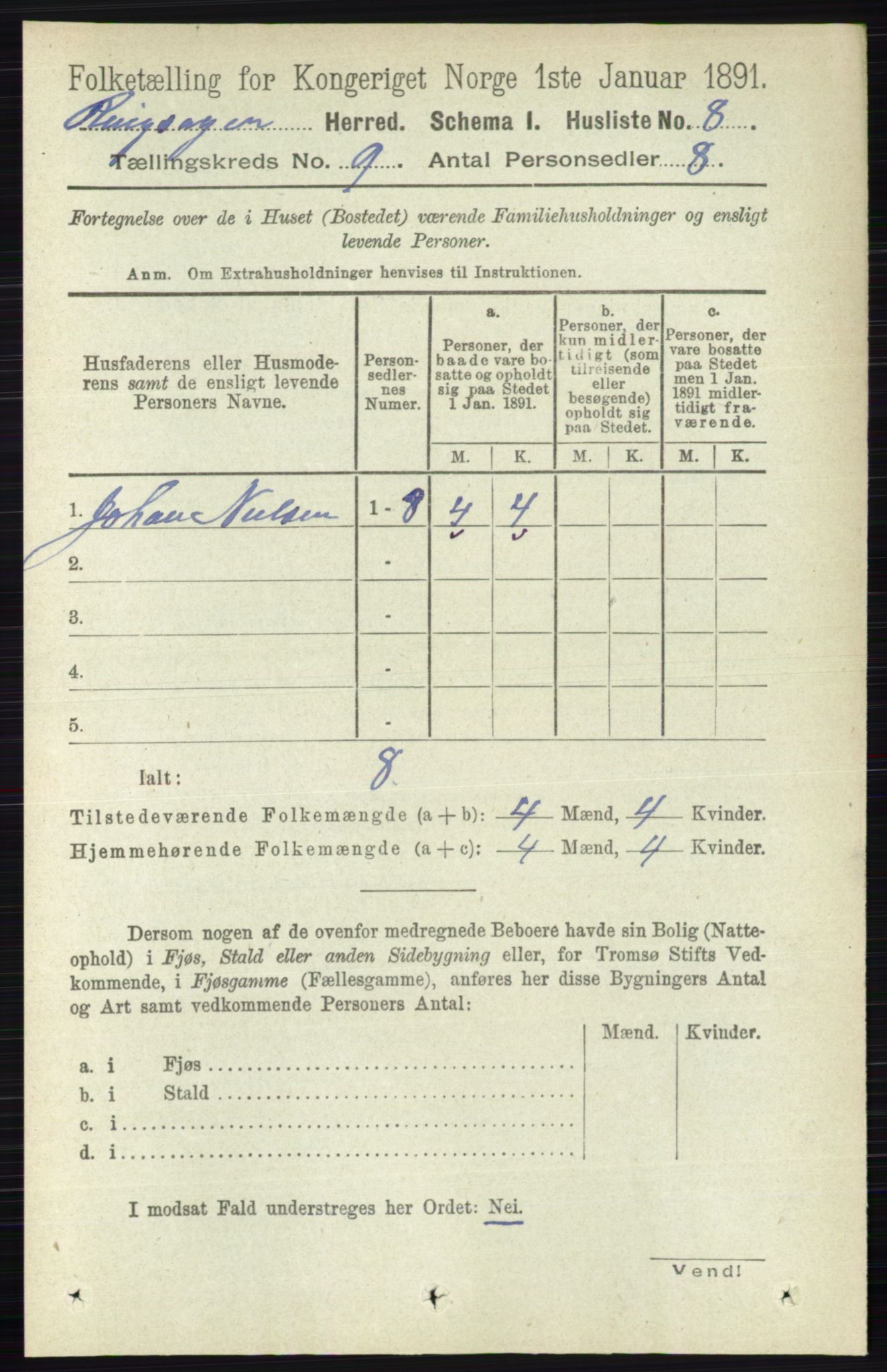 RA, 1891 census for 0412 Ringsaker, 1891, p. 4951