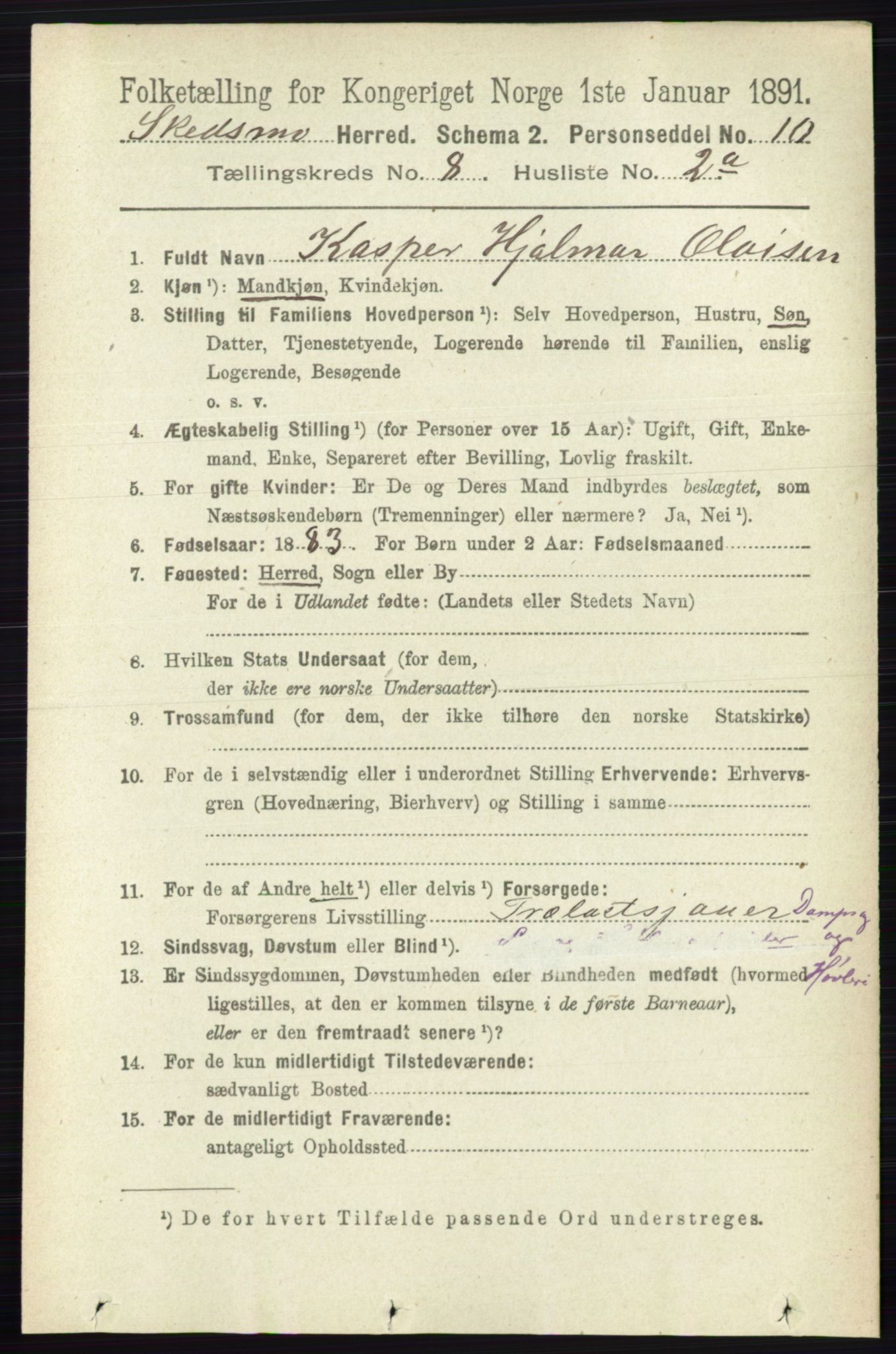 RA, 1891 census for 0231 Skedsmo, 1891, p. 3938