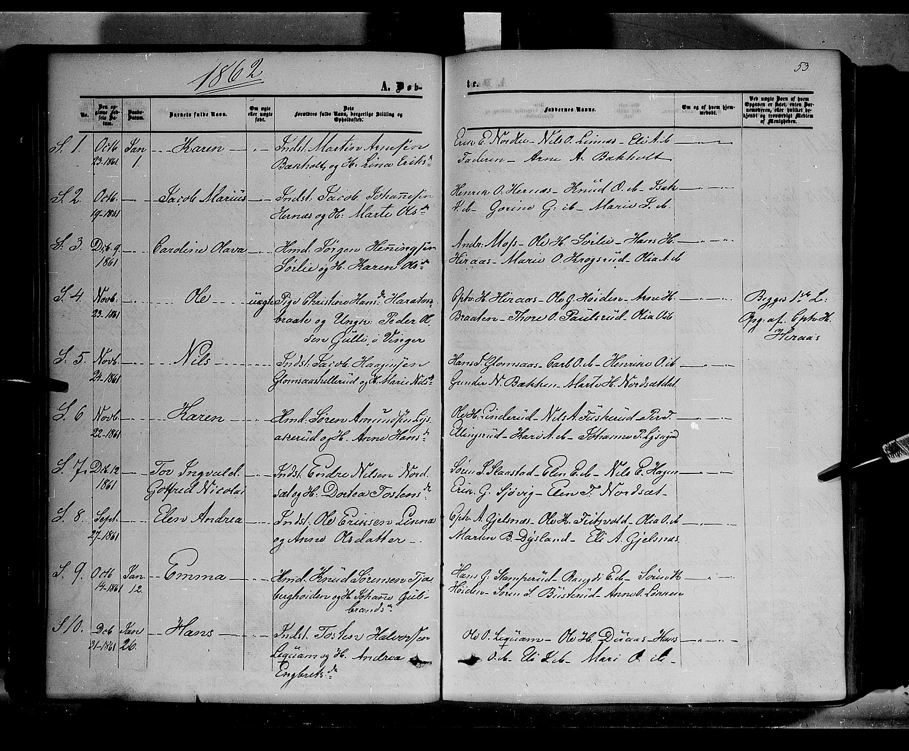 Sør-Odal prestekontor, AV/SAH-PREST-030/H/Ha/Haa/L0002: Parish register (official) no. 2, 1859-1863, p. 53