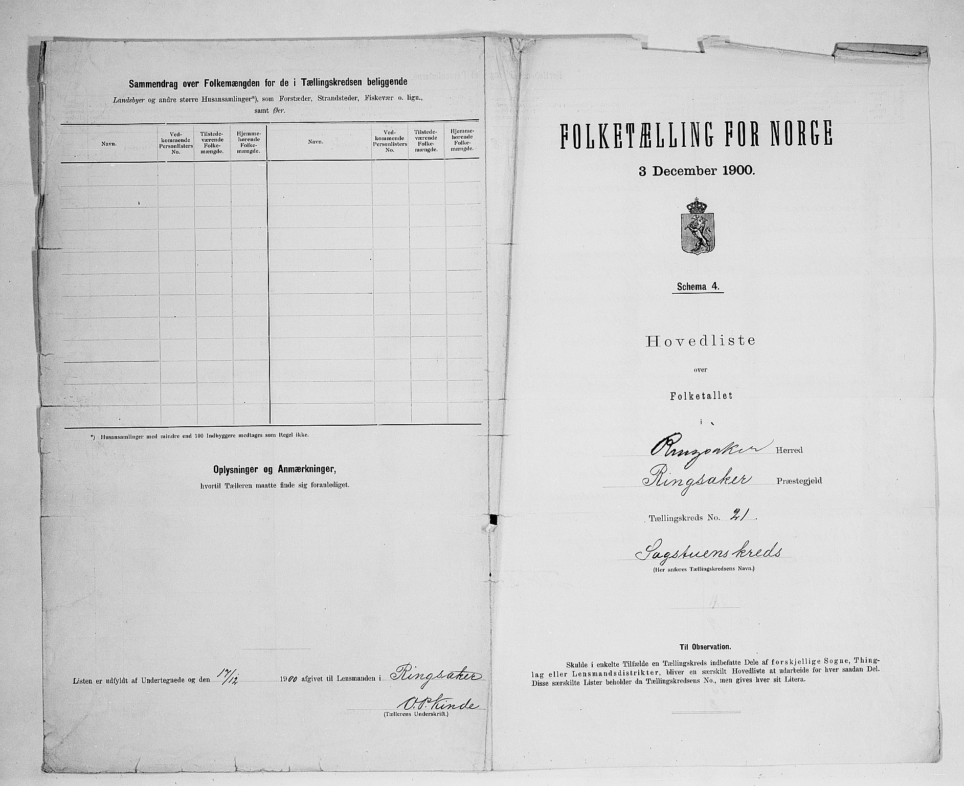 SAH, 1900 census for Ringsaker, 1900, p. 91