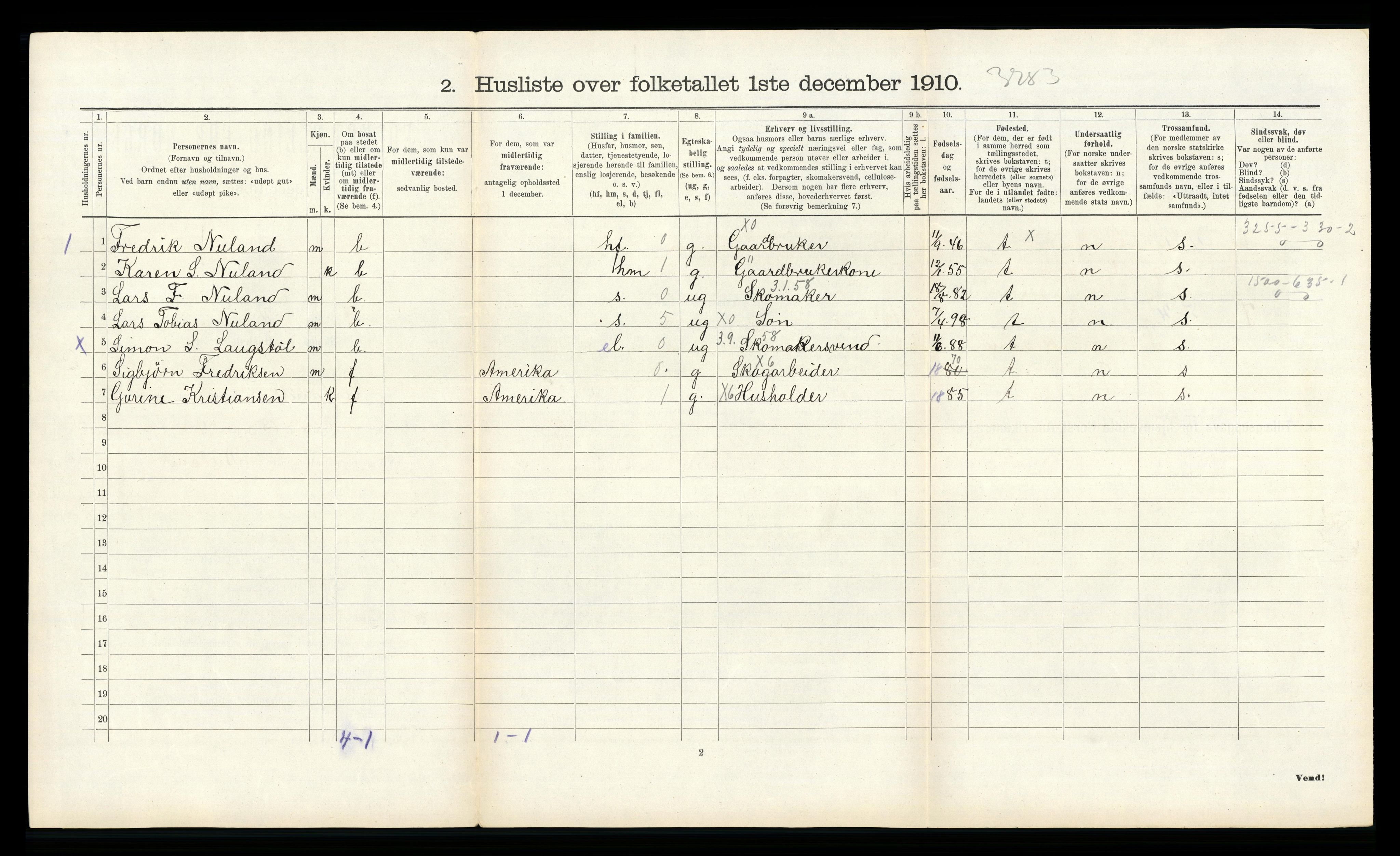 RA, 1910 census for Gyland, 1910, p. 249