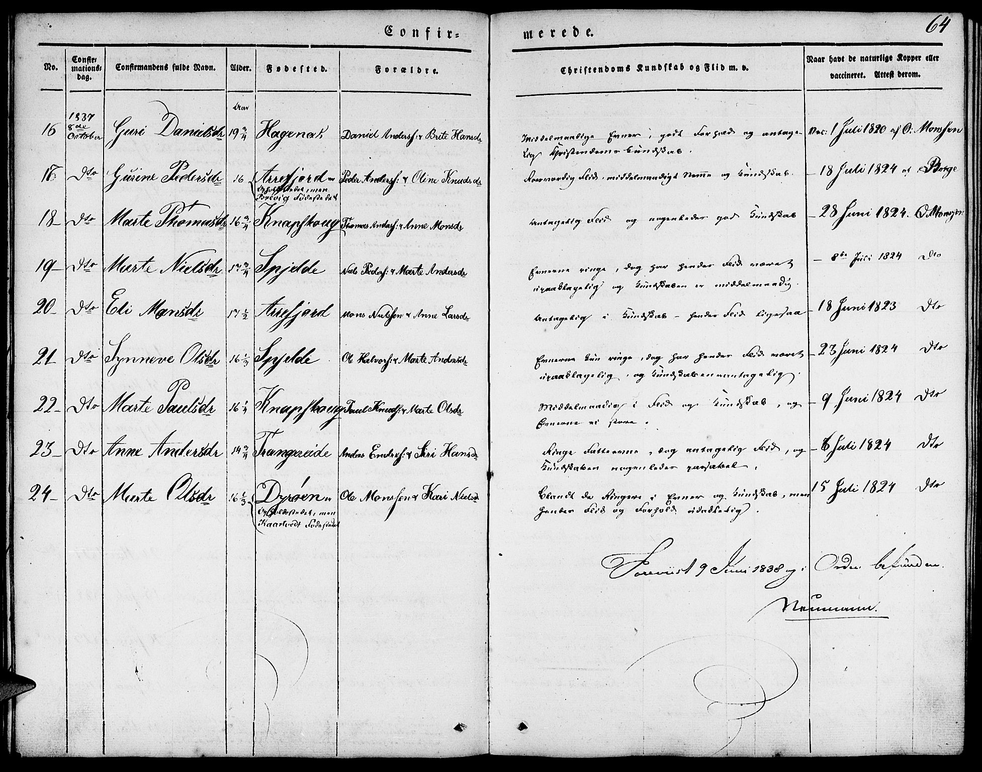 Fjell sokneprestembete, AV/SAB-A-75301/H/Haa: Parish register (official) no. A 1, 1835-1850, p. 64