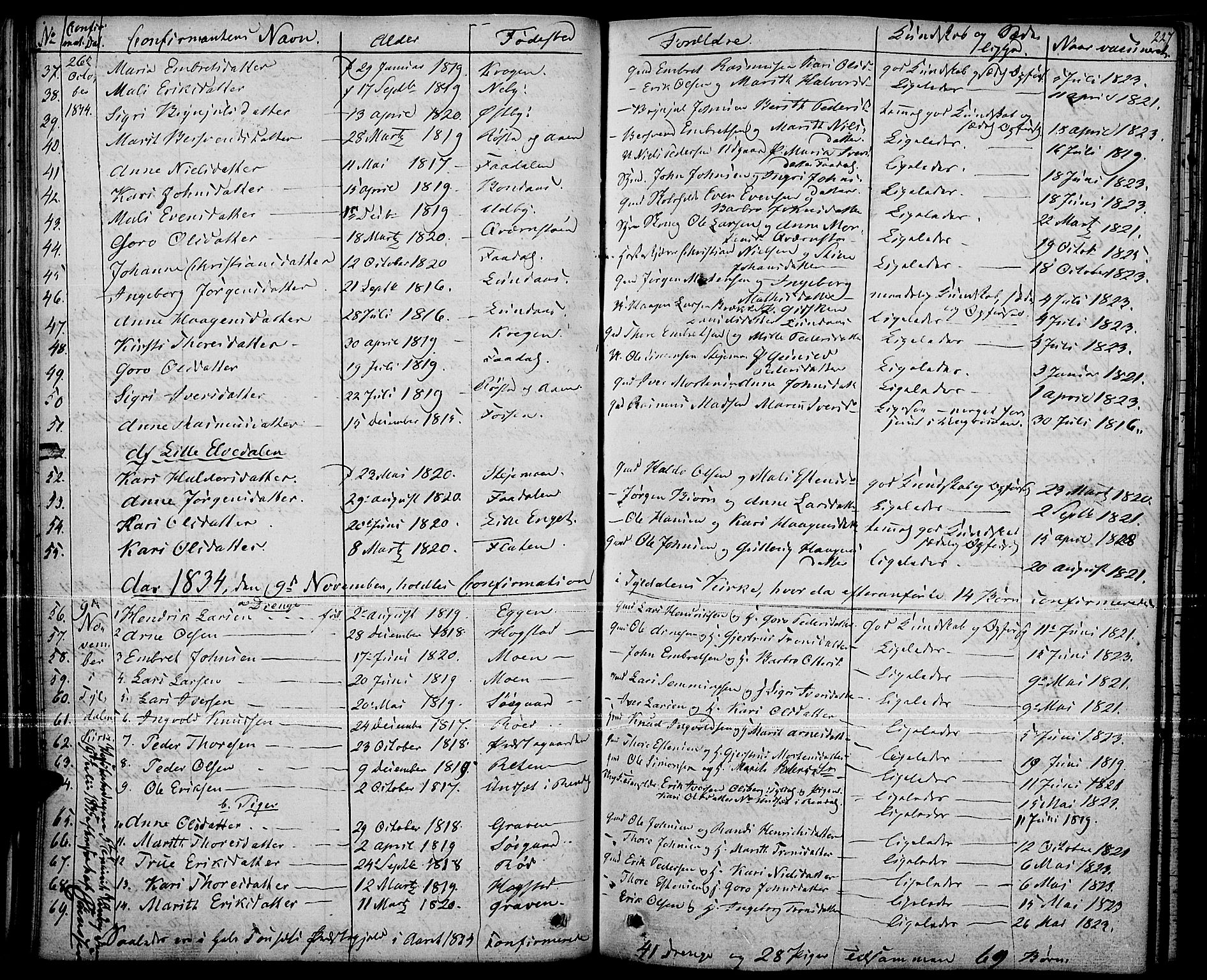 Tynset prestekontor, SAH/PREST-058/H/Ha/Haa/L0019: Parish register (official) no. 19, 1829-1847, p. 227