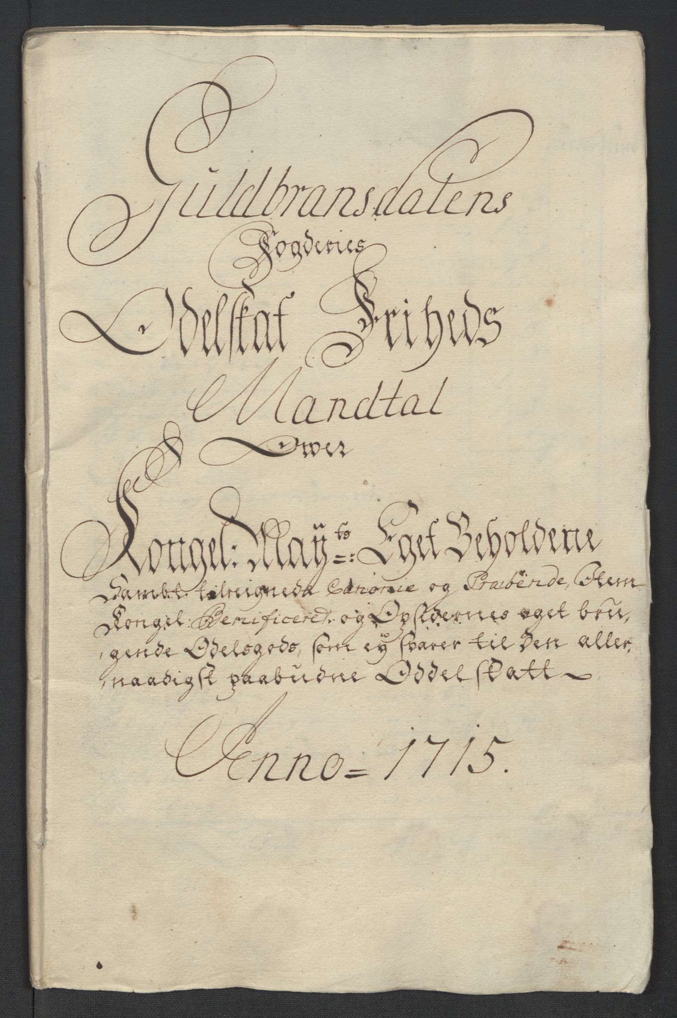 Rentekammeret inntil 1814, Reviderte regnskaper, Fogderegnskap, RA/EA-4092/R17/L1184: Fogderegnskap Gudbrandsdal, 1715, p. 208