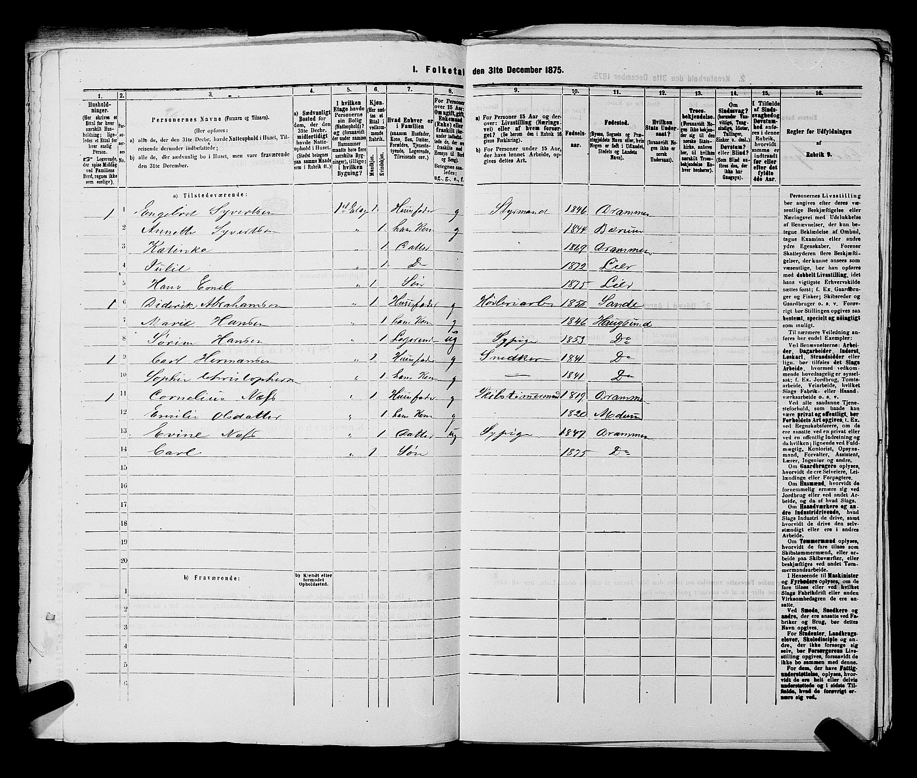 SAKO, 1875 census for 0602 Drammen, 1875, p. 2029