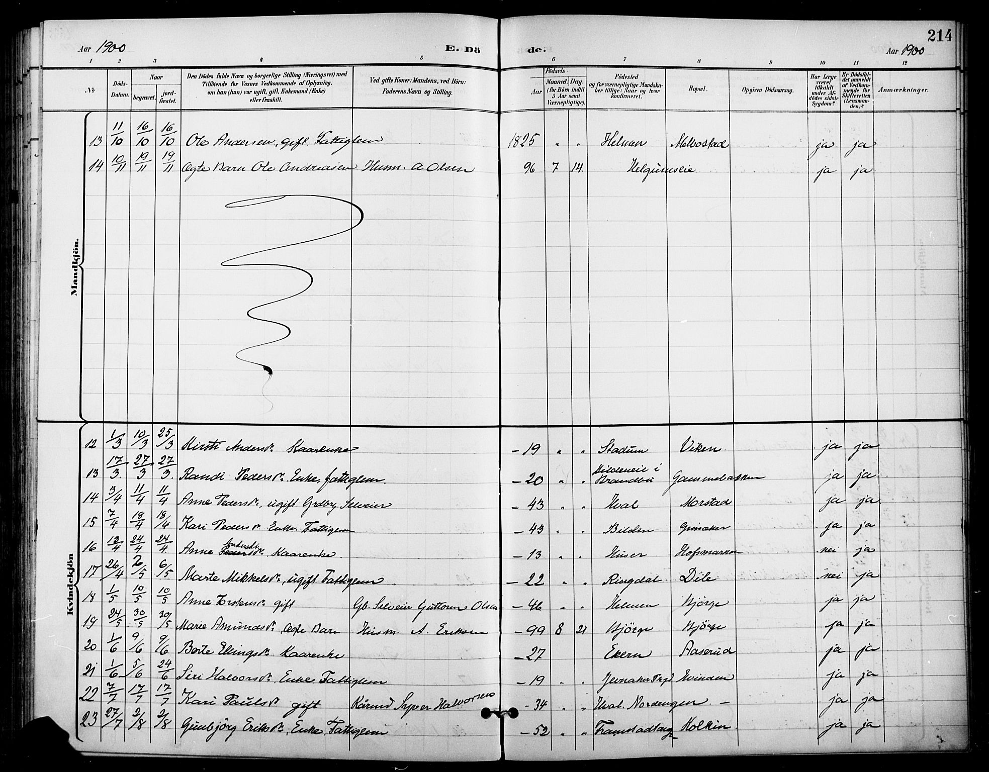 Gran prestekontor, AV/SAH-PREST-112/H/Ha/Haa/L0019: Parish register (official) no. 19, 1898-1907, p. 214