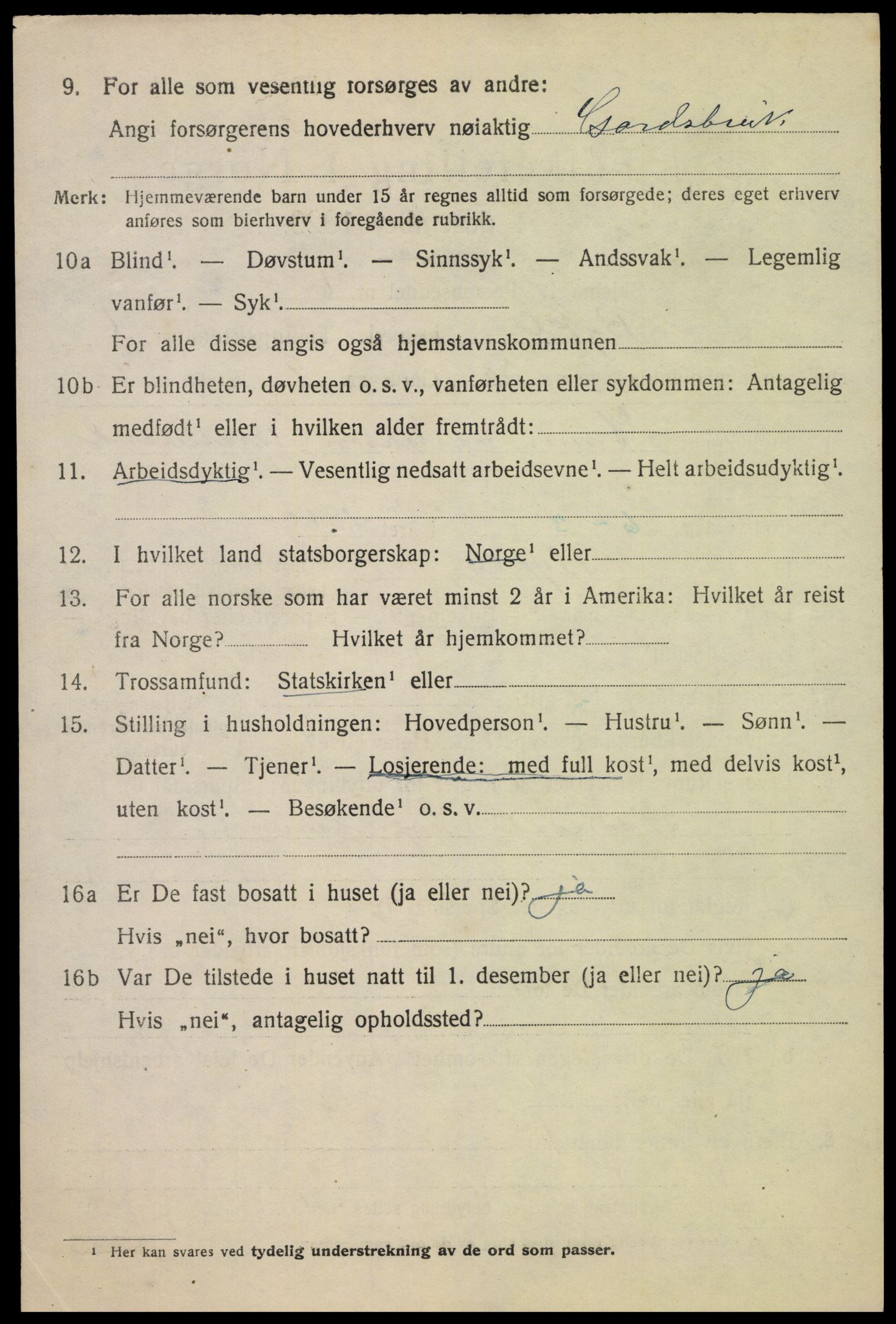 SAK, 1920 census for Bykle, 1920, p. 594