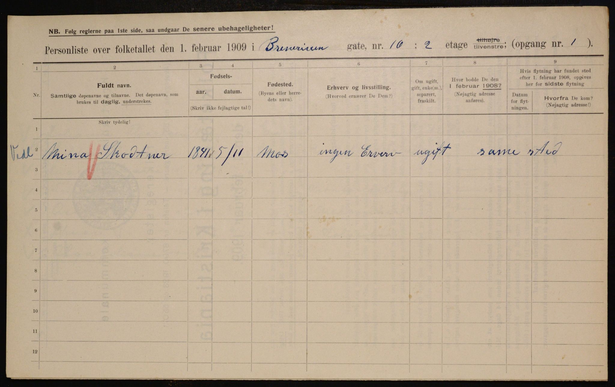 OBA, Municipal Census 1909 for Kristiania, 1909, p. 8175