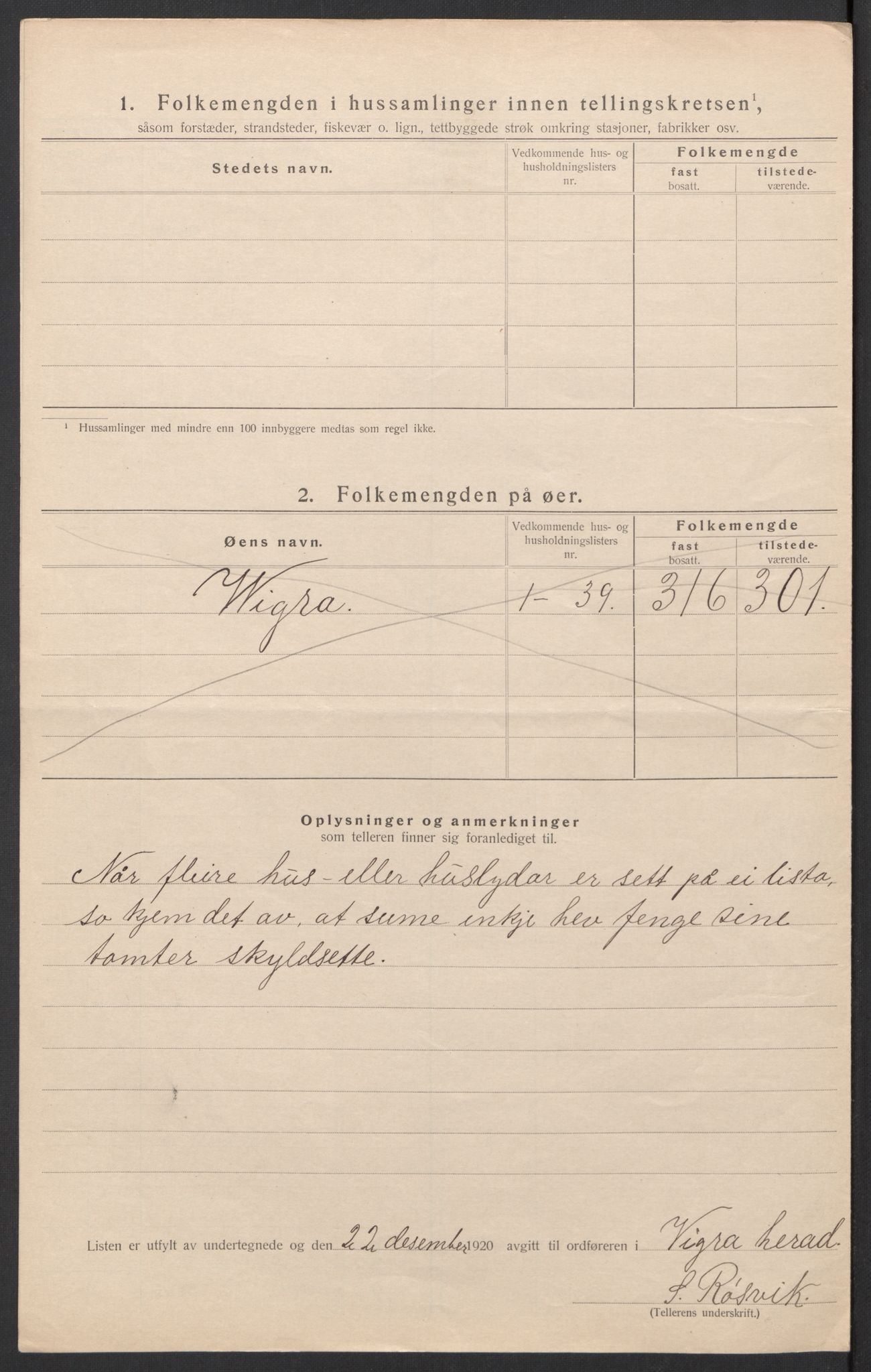 SAT, 1920 census for Vigra, 1920, p. 17