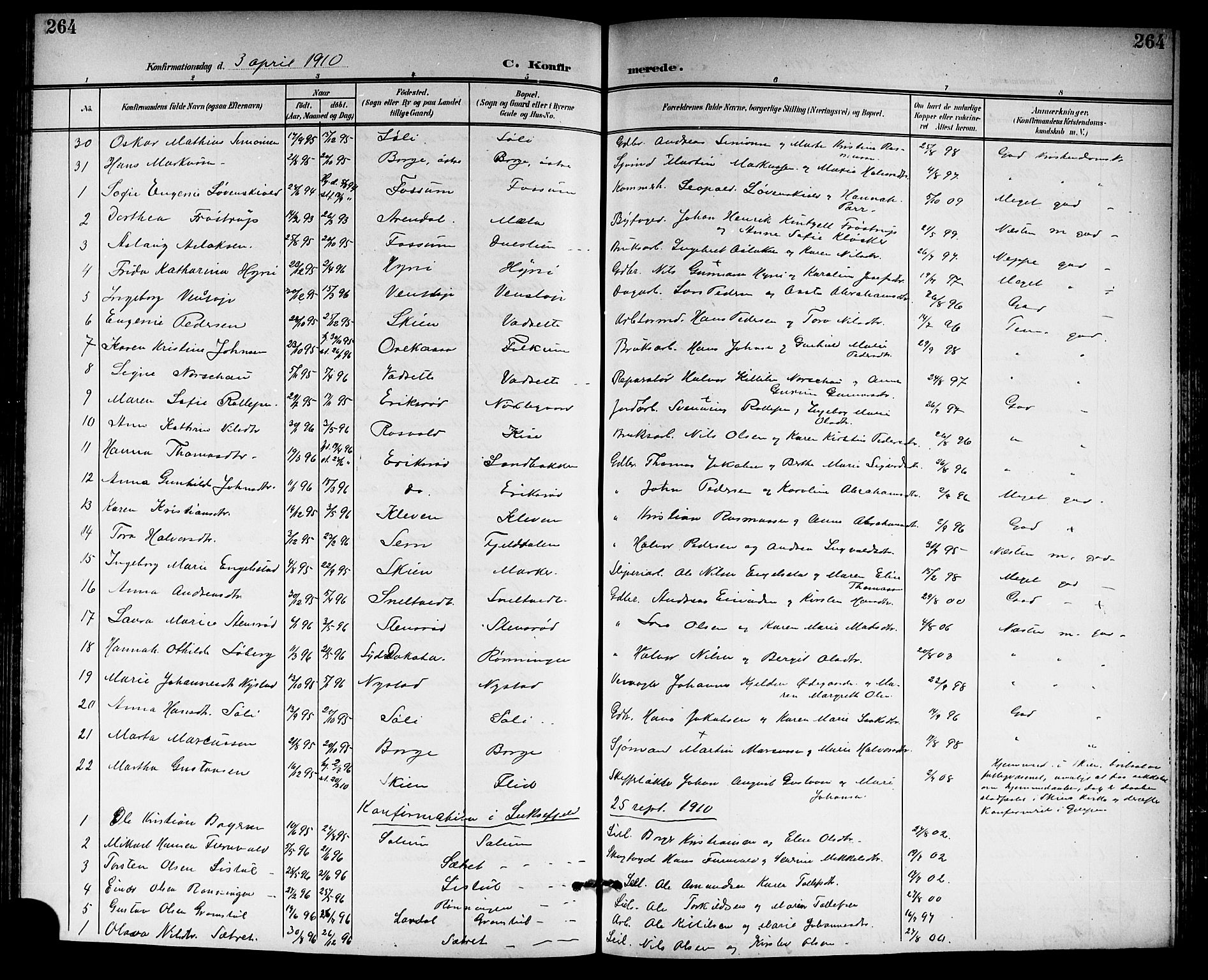 Gjerpen kirkebøker, SAKO/A-265/G/Ga/L0003: Parish register (copy) no. I 3, 1901-1919, p. 264