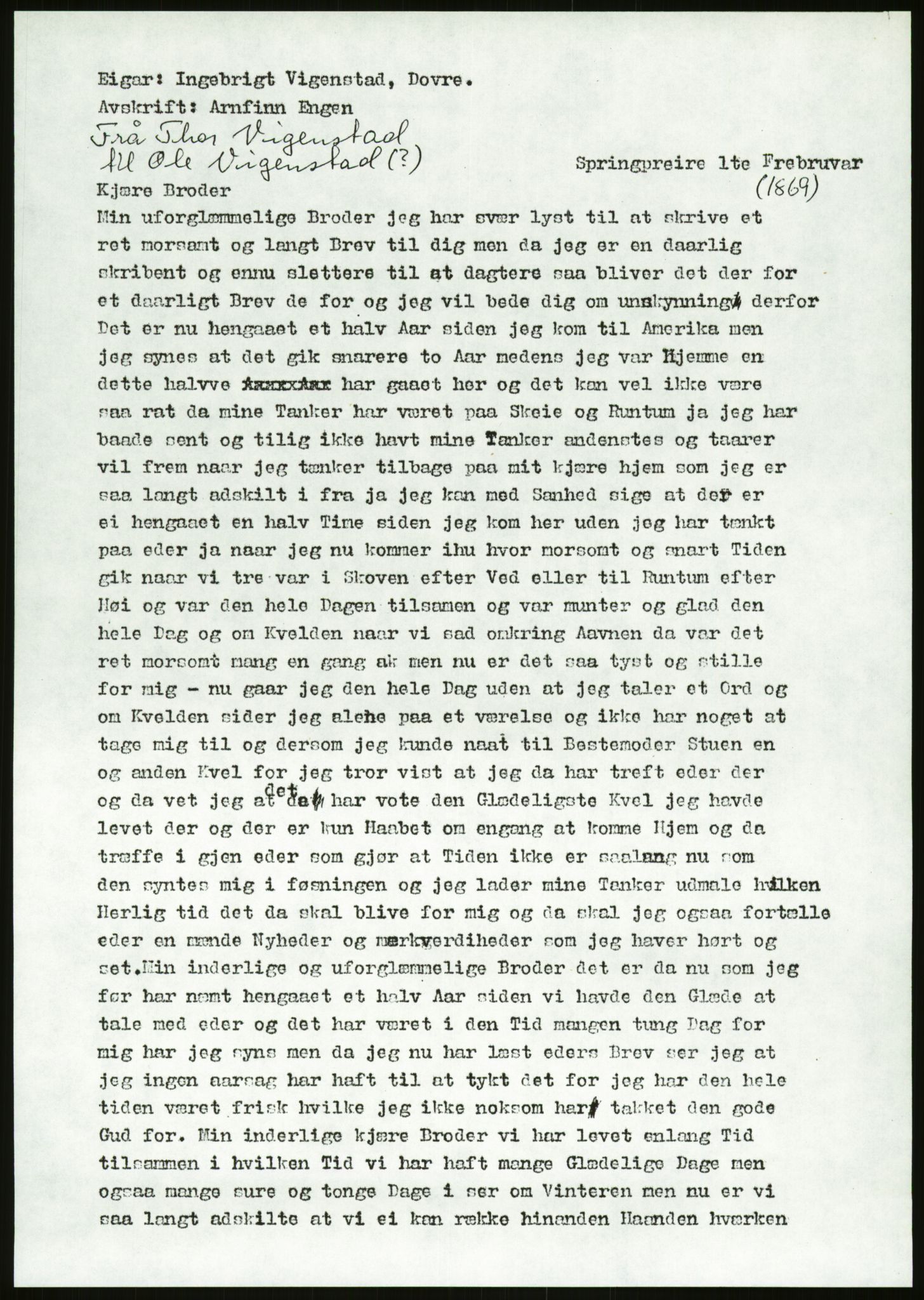 Samlinger til kildeutgivelse, Amerikabrevene, AV/RA-EA-4057/F/L0011: Innlån fra Oppland: Bræin - Knudsen, 1838-1914, p. 245