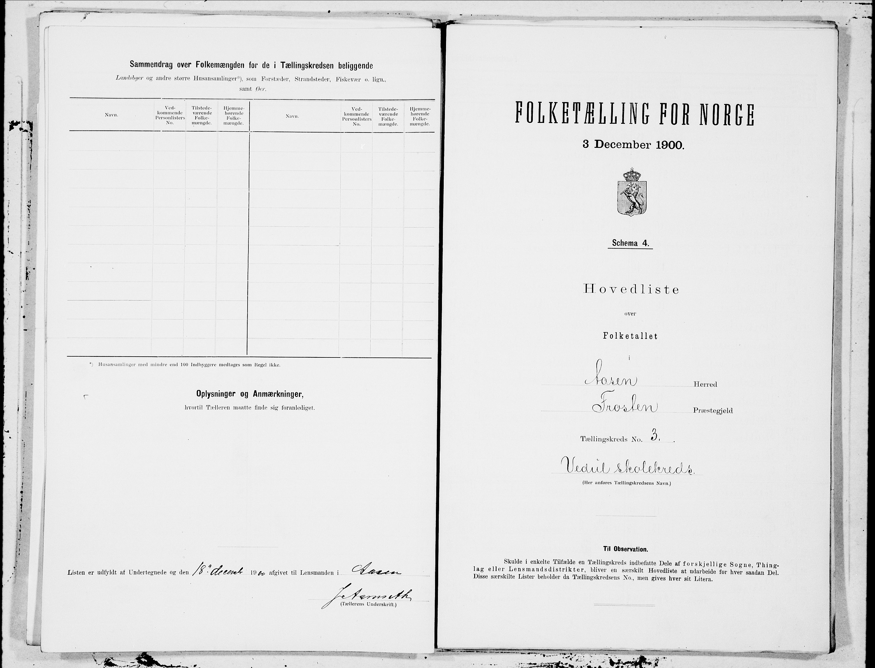 SAT, 1900 census for Åsen, 1900, p. 6