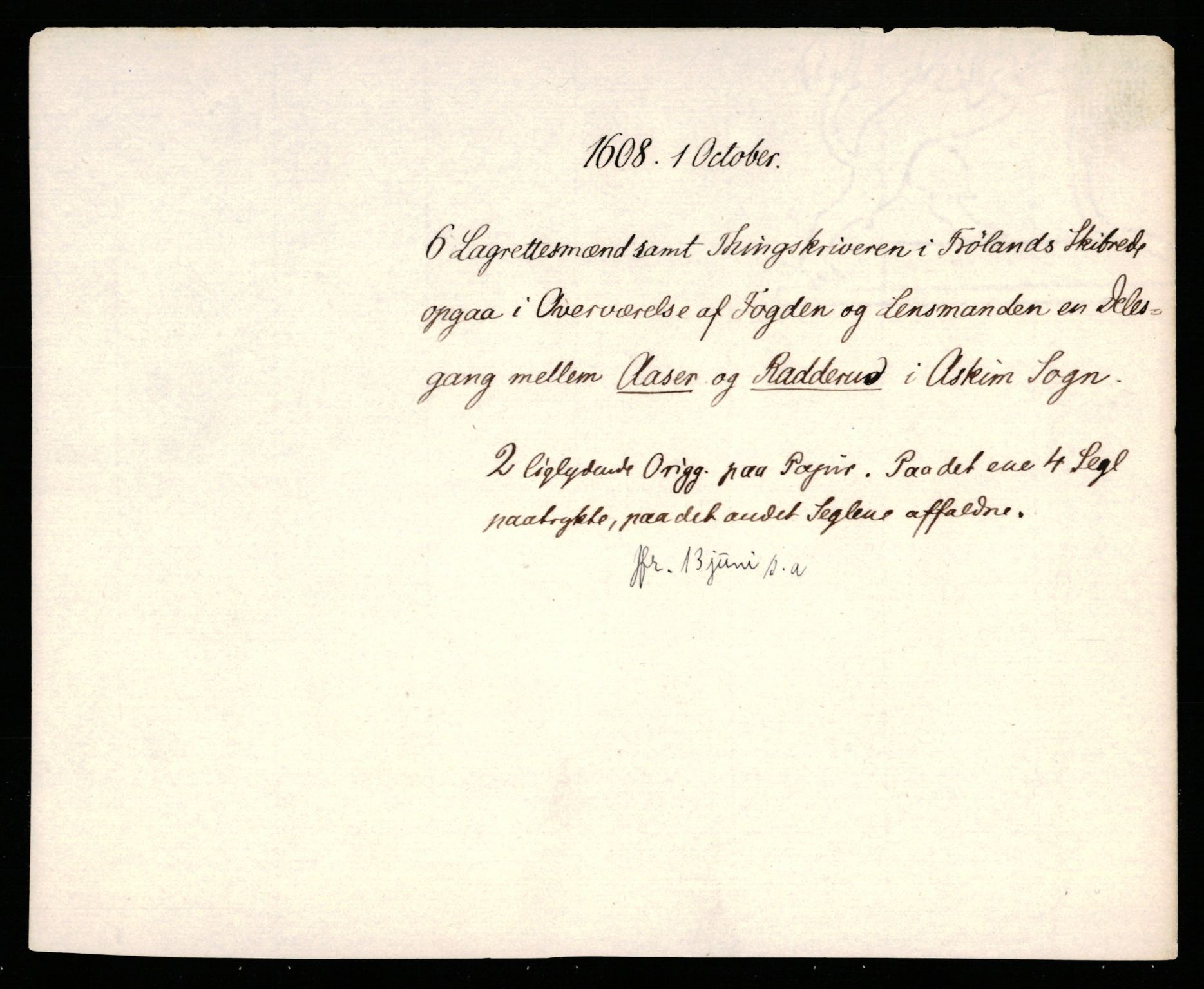 Riksarkivets diplomsamling, AV/RA-EA-5965/F35/F35b/L0005: Riksarkivets diplomer, seddelregister, 1601-1612, p. 513