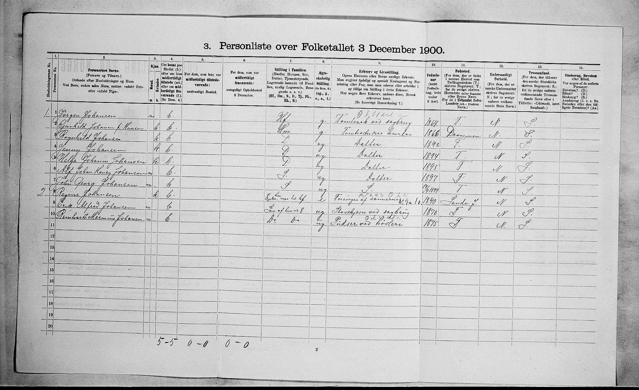 RA, 1900 census for Skoger, 1900, p. 437