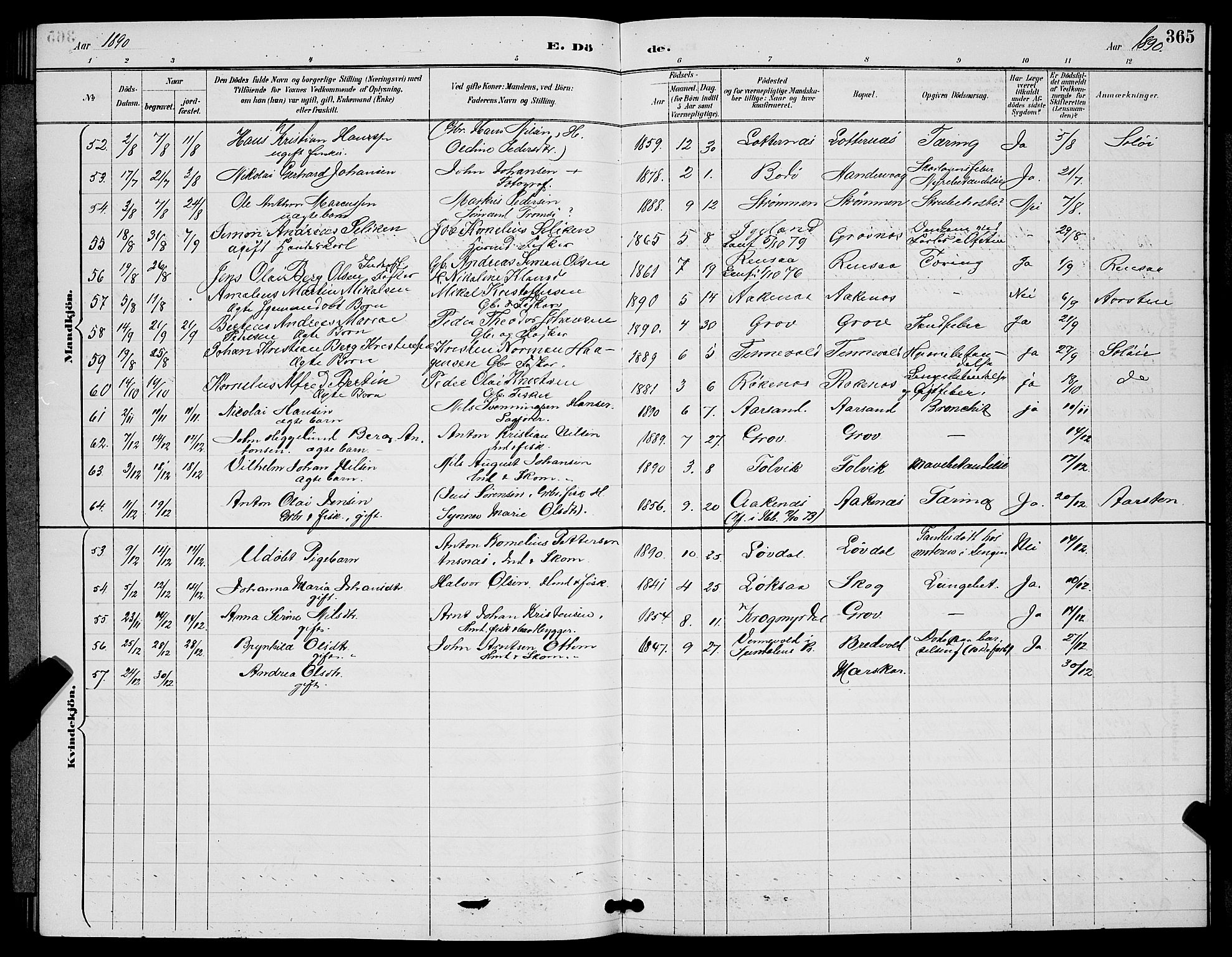Ibestad sokneprestembete, AV/SATØ-S-0077/H/Ha/Hab/L0008klokker: Parish register (copy) no. 8, 1890-1903, p. 365