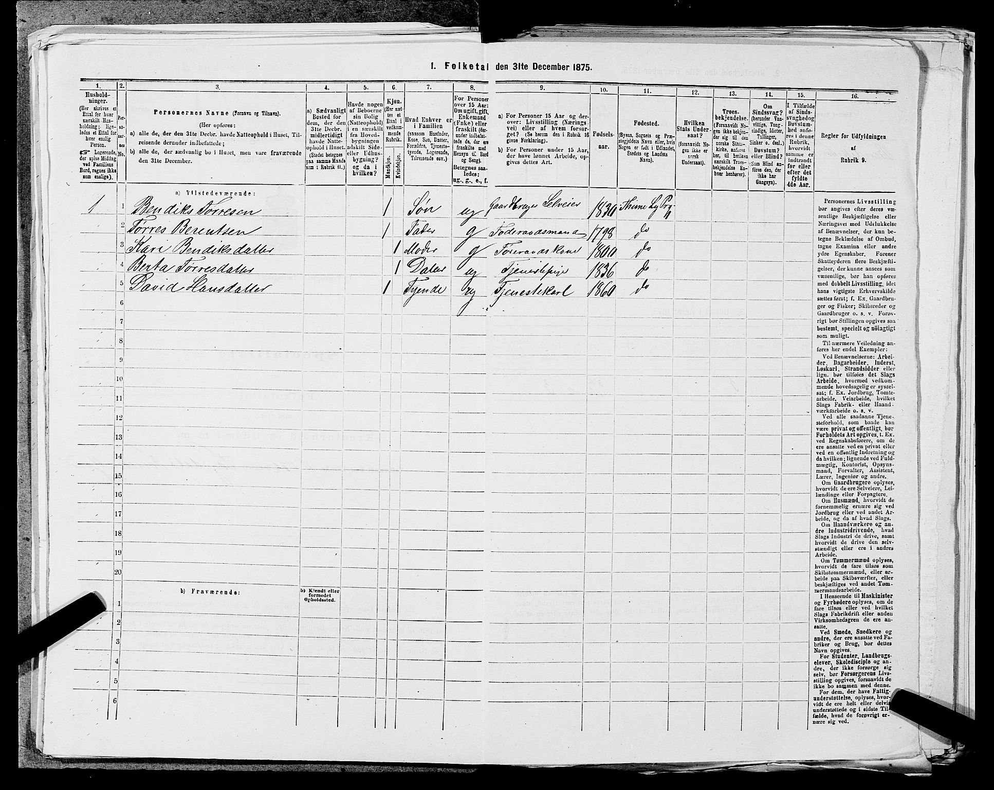 SAST, 1875 census for 1121P Lye, 1875, p. 605