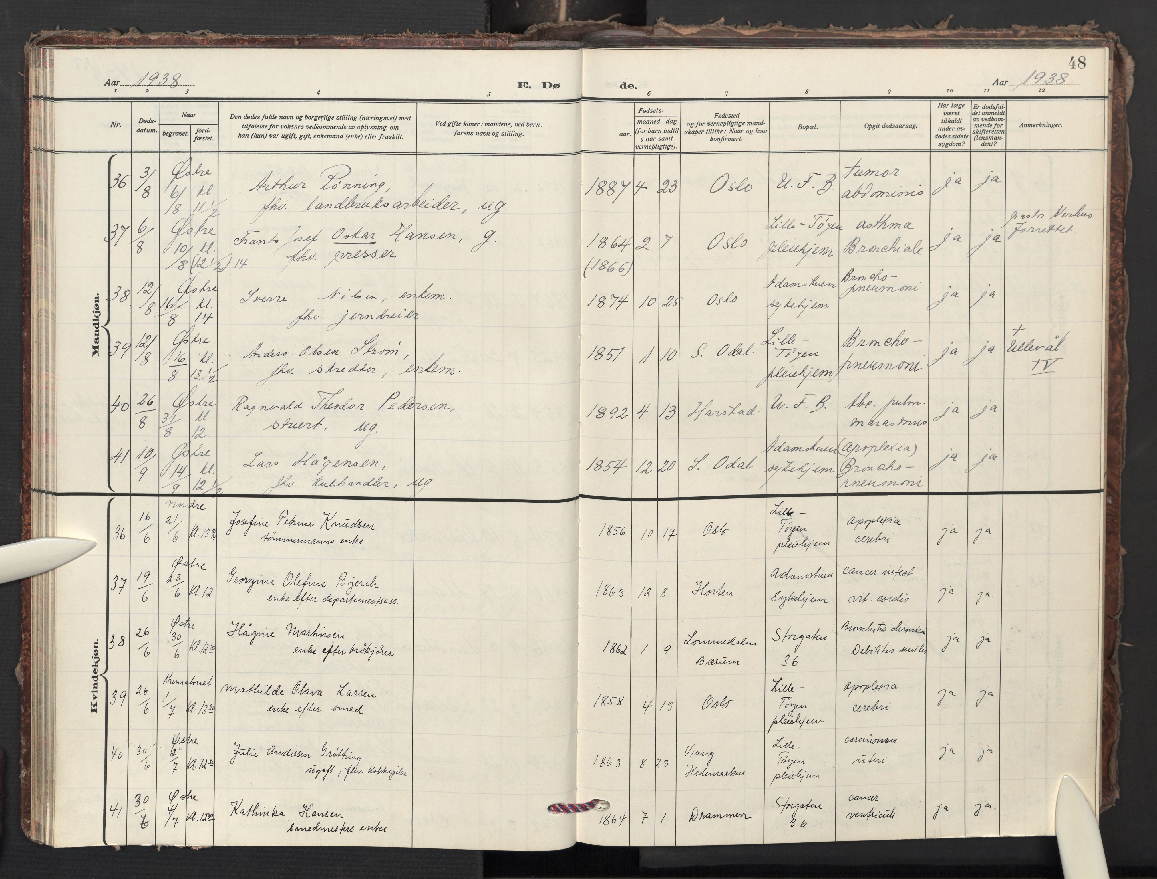 Krohgstøtten sykehusprest Kirkebøker, AV/SAO-A-10854/F/Fa/L0006: Parish register (official) no. 6, 1935-1951, p. 48