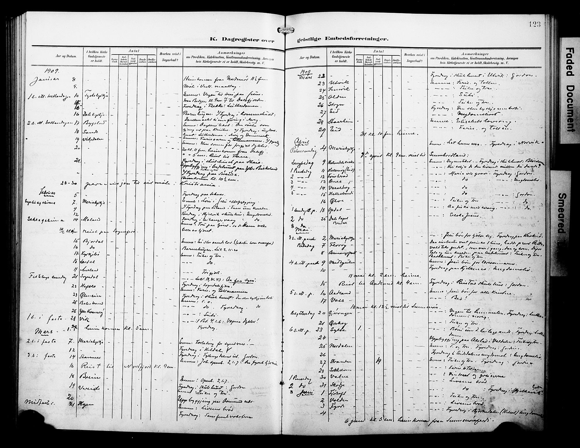 Arkivreferanse mangler*, SAB/-: Parish register (official) no. A 1, 1907-1928, p. 123