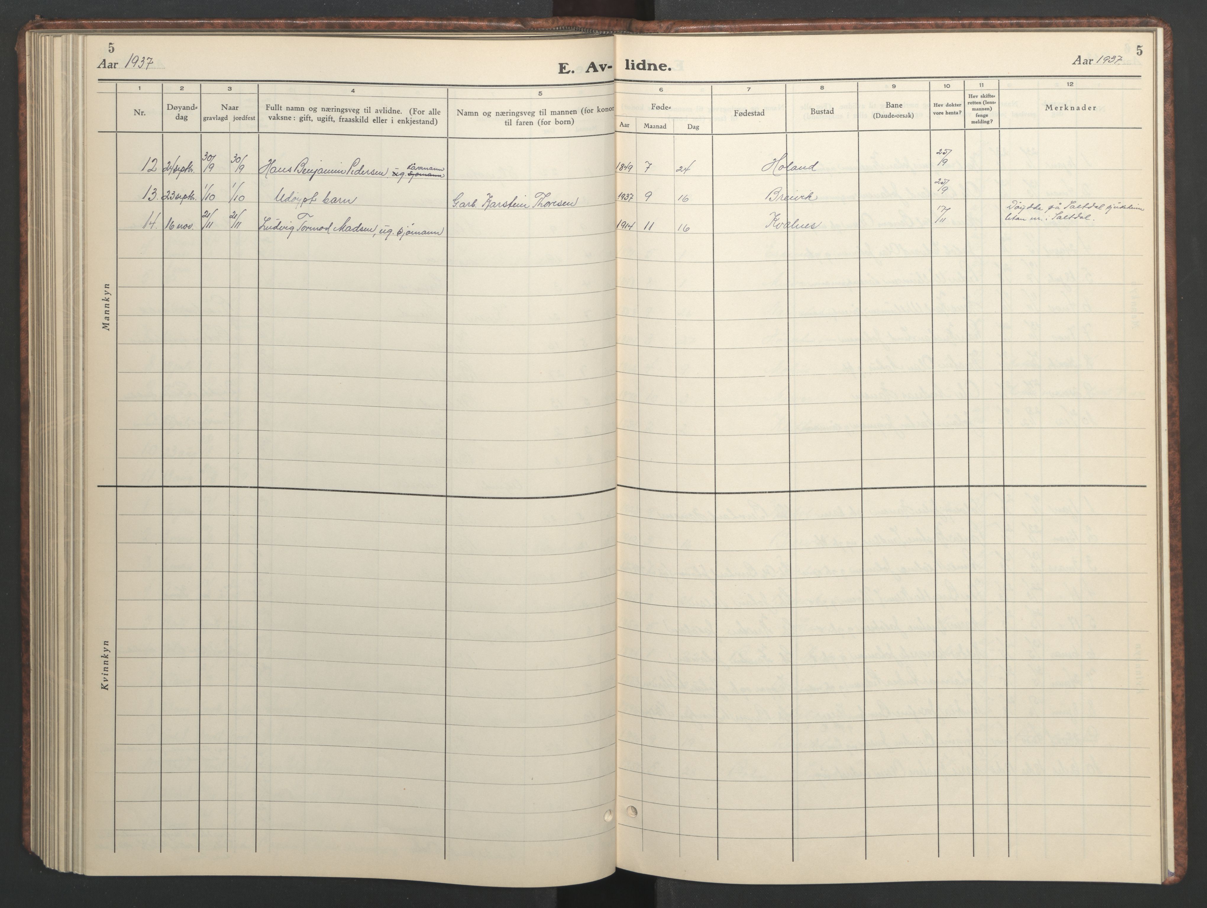 Ministerialprotokoller, klokkerbøker og fødselsregistre - Nordland, AV/SAT-A-1459/852/L0758: Parish register (copy) no. 852C09, 1935-1952, p. 5