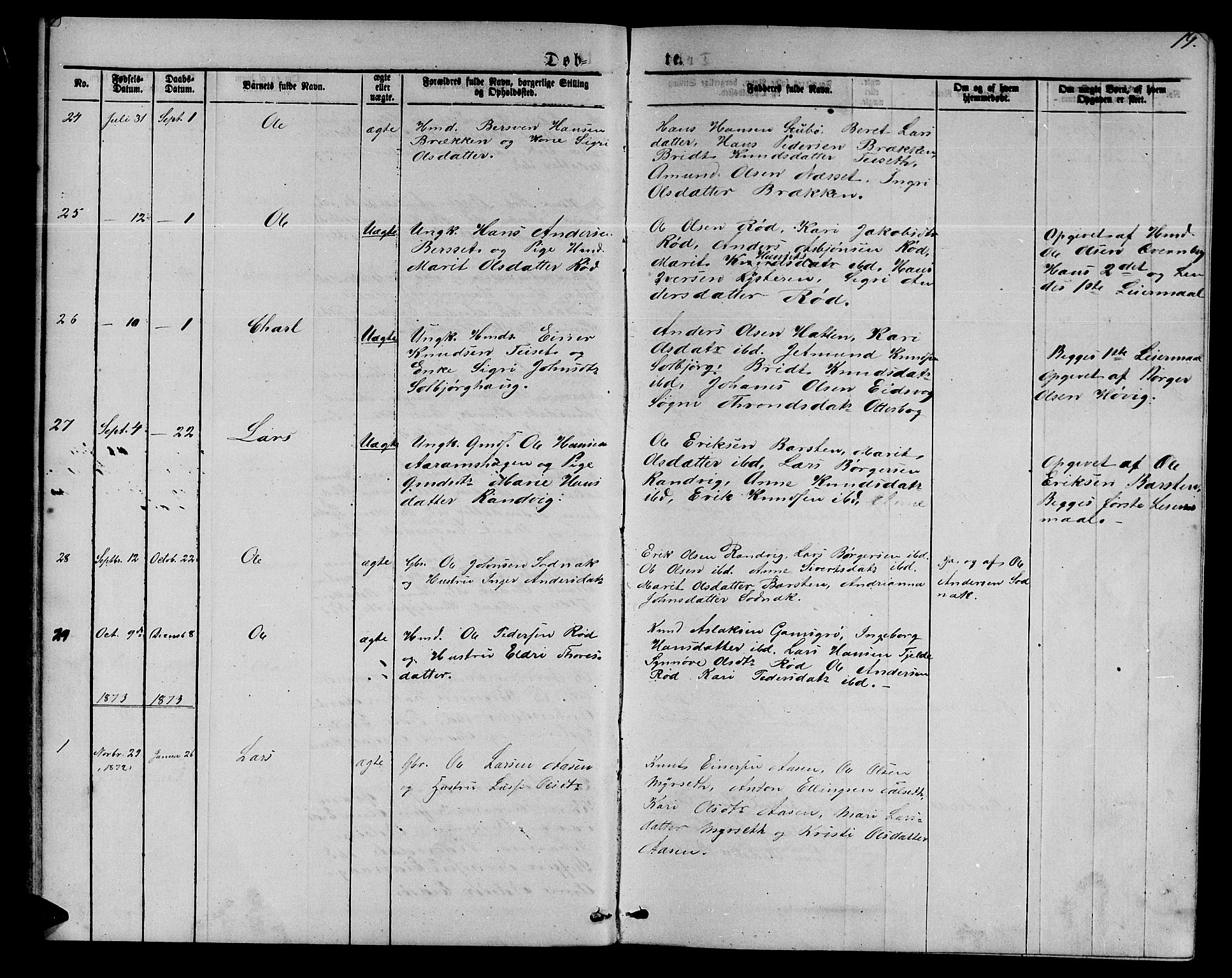 Ministerialprotokoller, klokkerbøker og fødselsregistre - Møre og Romsdal, SAT/A-1454/551/L0630: Parish register (copy) no. 551C02, 1867-1885, p. 19