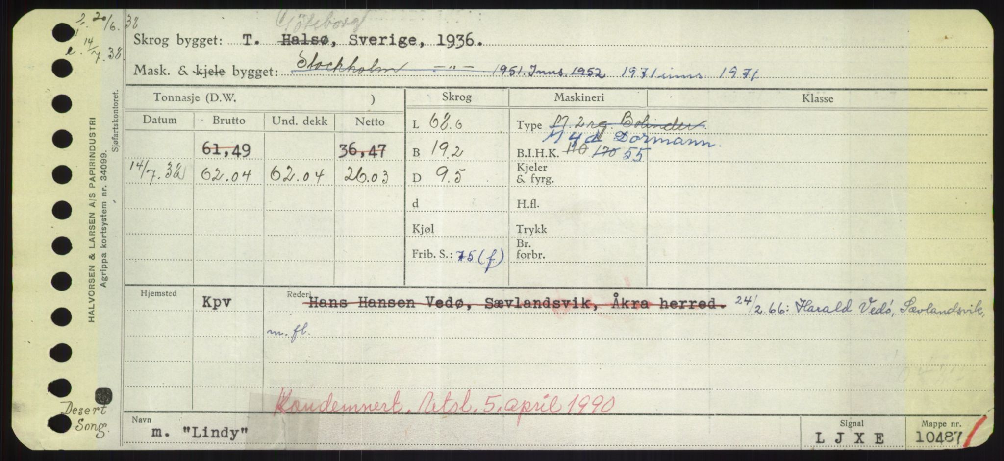 Sjøfartsdirektoratet med forløpere, Skipsmålingen, RA/S-1627/H/Hd/L0023: Fartøy, Lia-Løv, p. 147