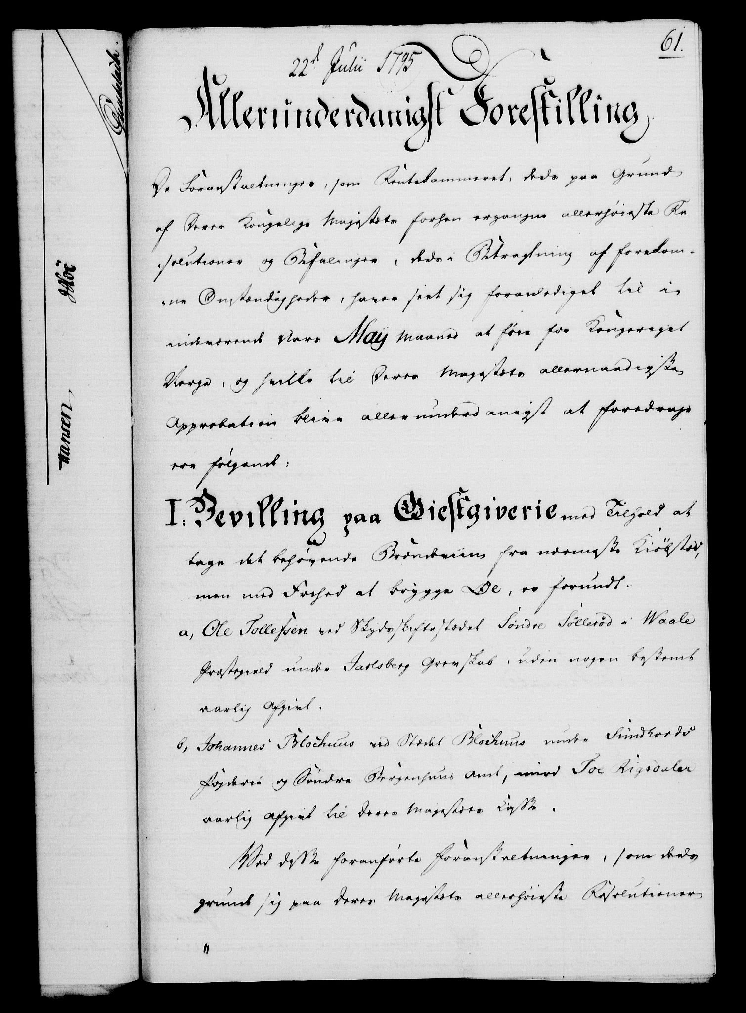 Rentekammeret, Kammerkanselliet, RA/EA-3111/G/Gf/Gfa/L0077: Norsk relasjons- og resolusjonsprotokoll (merket RK 52.77), 1795, p. 323
