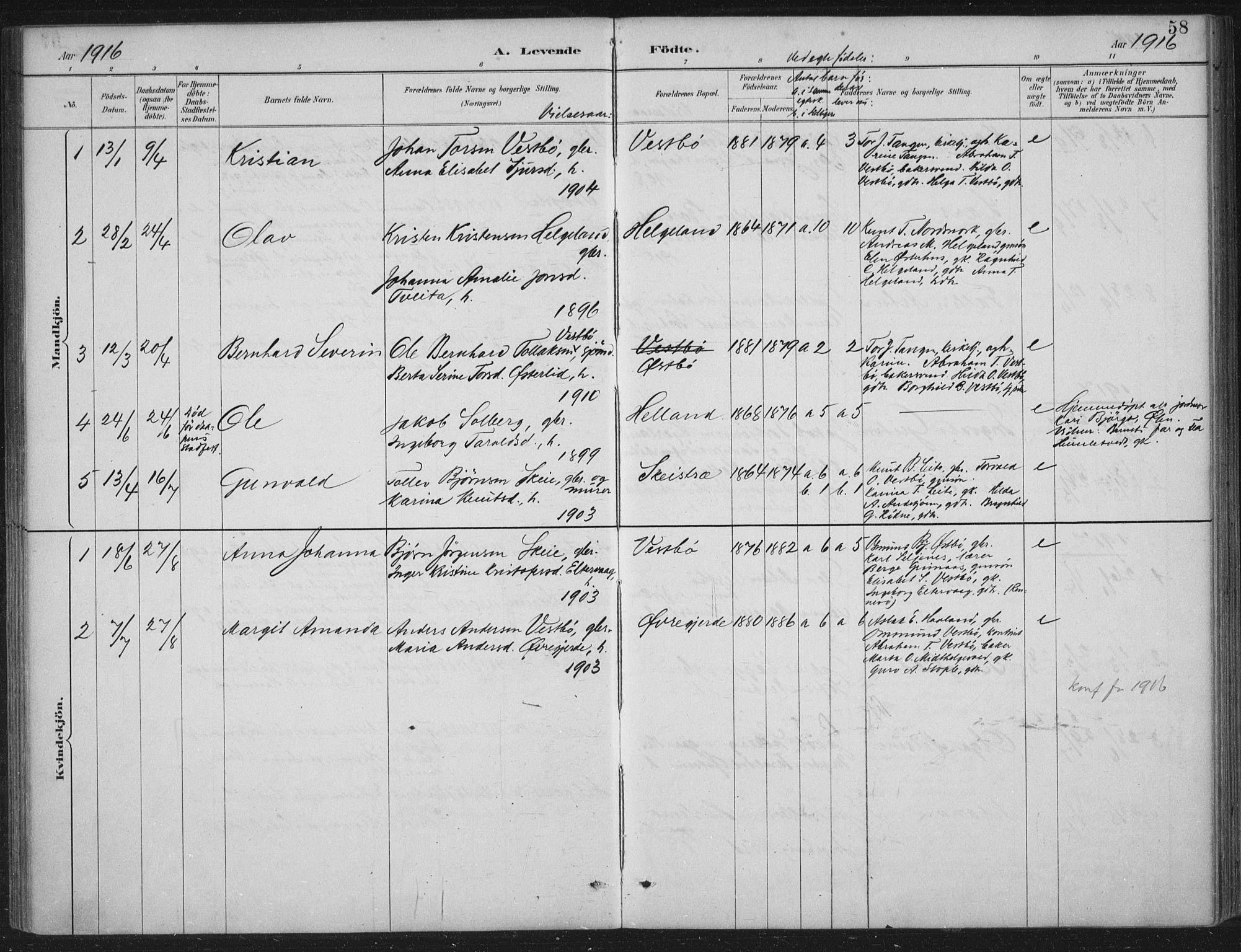 Vikedal sokneprestkontor, AV/SAST-A-101840/01/IV: Parish register (official) no. A 11, 1884-1933, p. 58