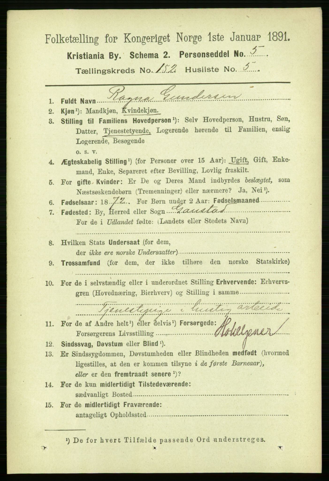 RA, 1891 census for 0301 Kristiania, 1891, p. 85335