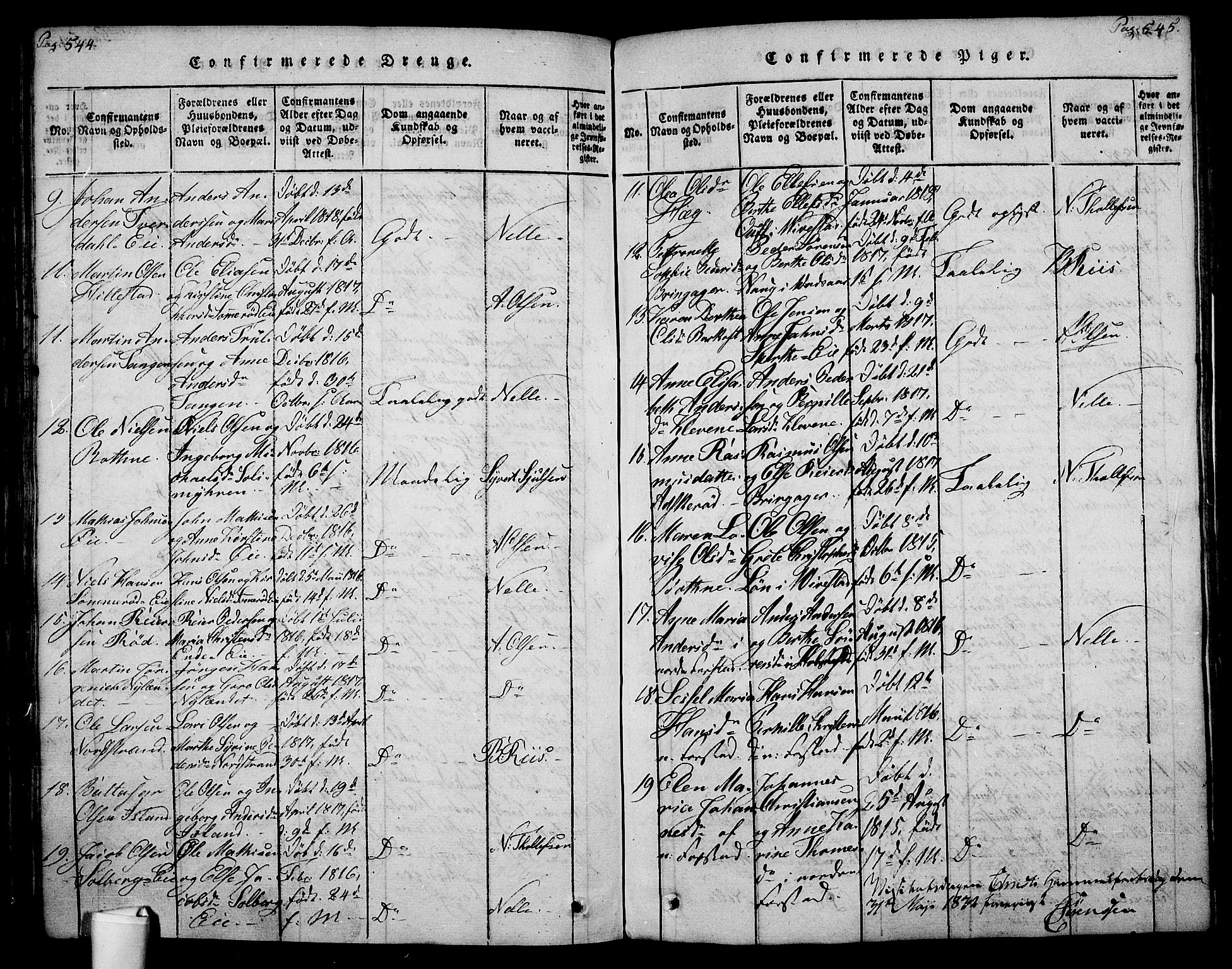 Botne kirkebøker, AV/SAKO-A-340/F/Fa/L0005: Parish register (official) no. I 5, 1814-1836, p. 544-545