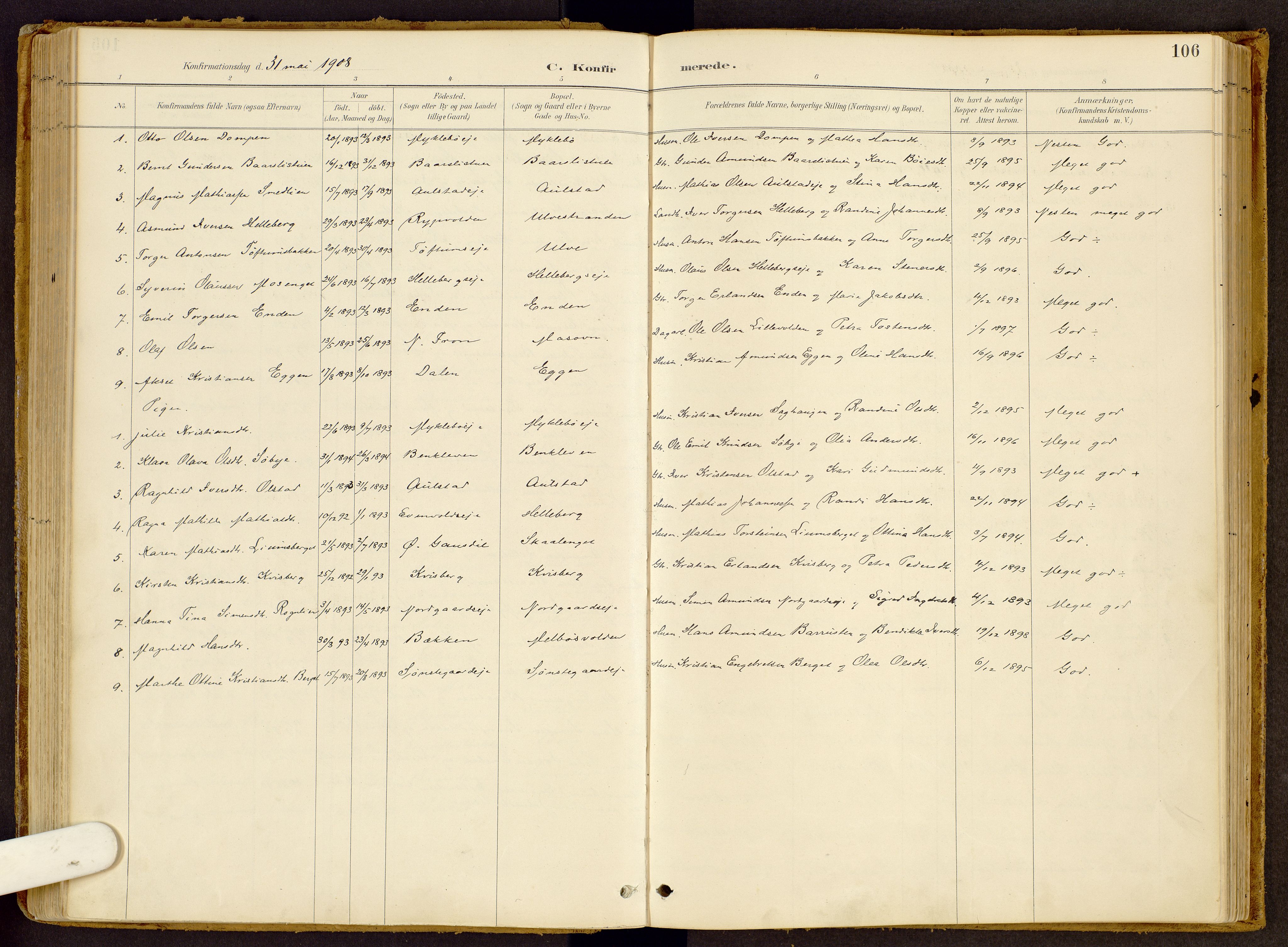 Vestre Gausdal prestekontor, SAH/PREST-094/H/Ha/Haa/L0002: Parish register (official) no. 2, 1887-1918, p. 106