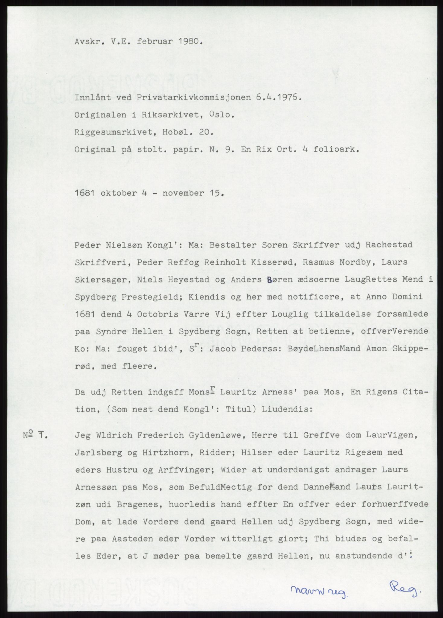 Samlinger til kildeutgivelse, Diplomavskriftsamlingen, RA/EA-4053/H/Ha, p. 883