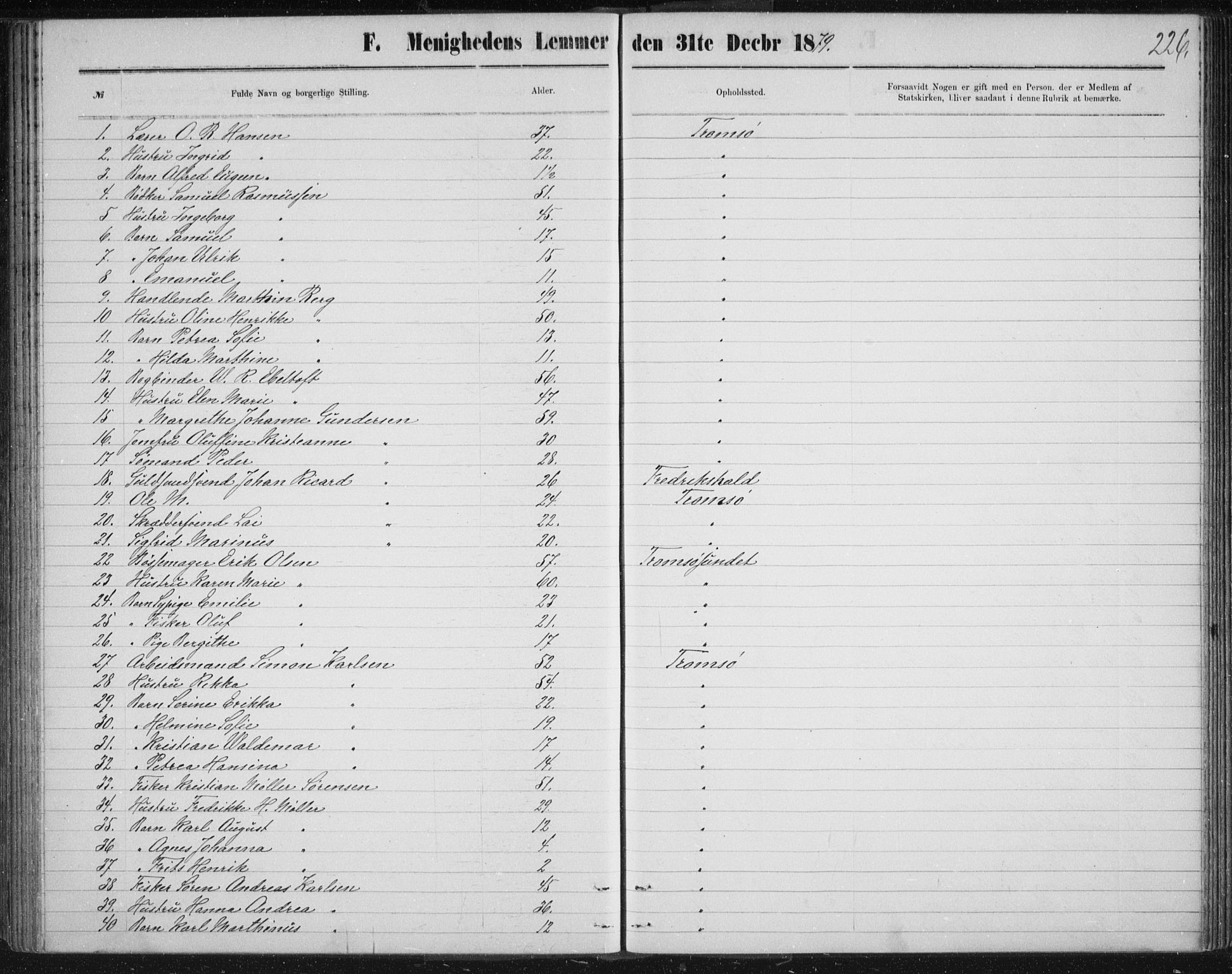 Uten arkivreferanse, SATØ/-: Dissenter register no. DP 3, 1871-1893, p. 226