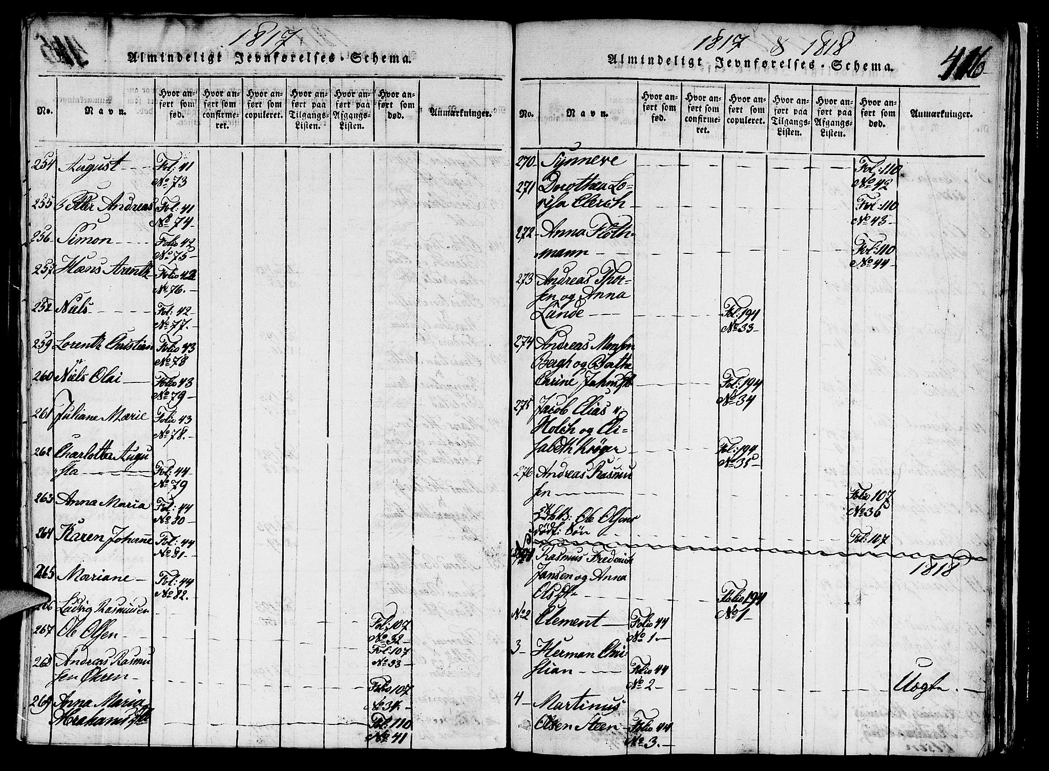 Nykirken Sokneprestembete, SAB/A-77101/H/Haa/L0011: Parish register (official) no. A 11, 1816-1821, p. 416