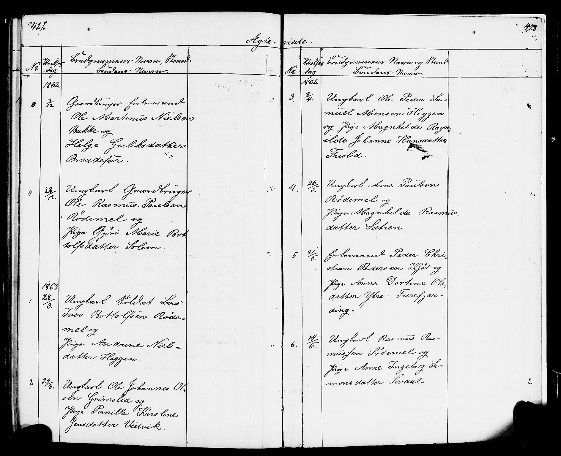 Hornindal sokneprestembete, SAB/A-82401/H/Haa/Haaa/L0001: Parish register (official) no. A 1, 1837-1866, p. 426-427