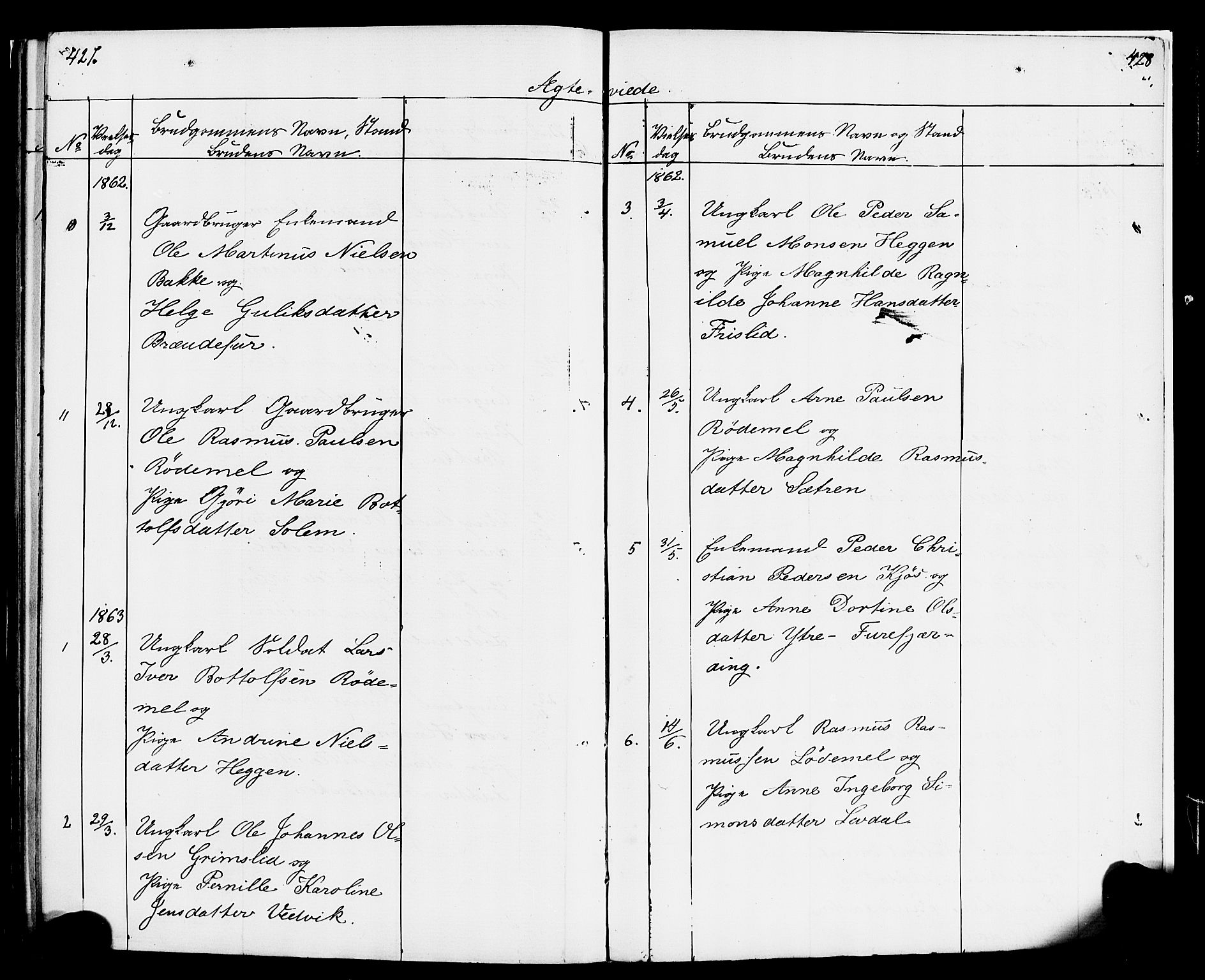 Hornindal sokneprestembete, AV/SAB-A-82401/H/Haa/Haaa/L0001: Parish register (official) no. A 1, 1837-1866, p. 426-427