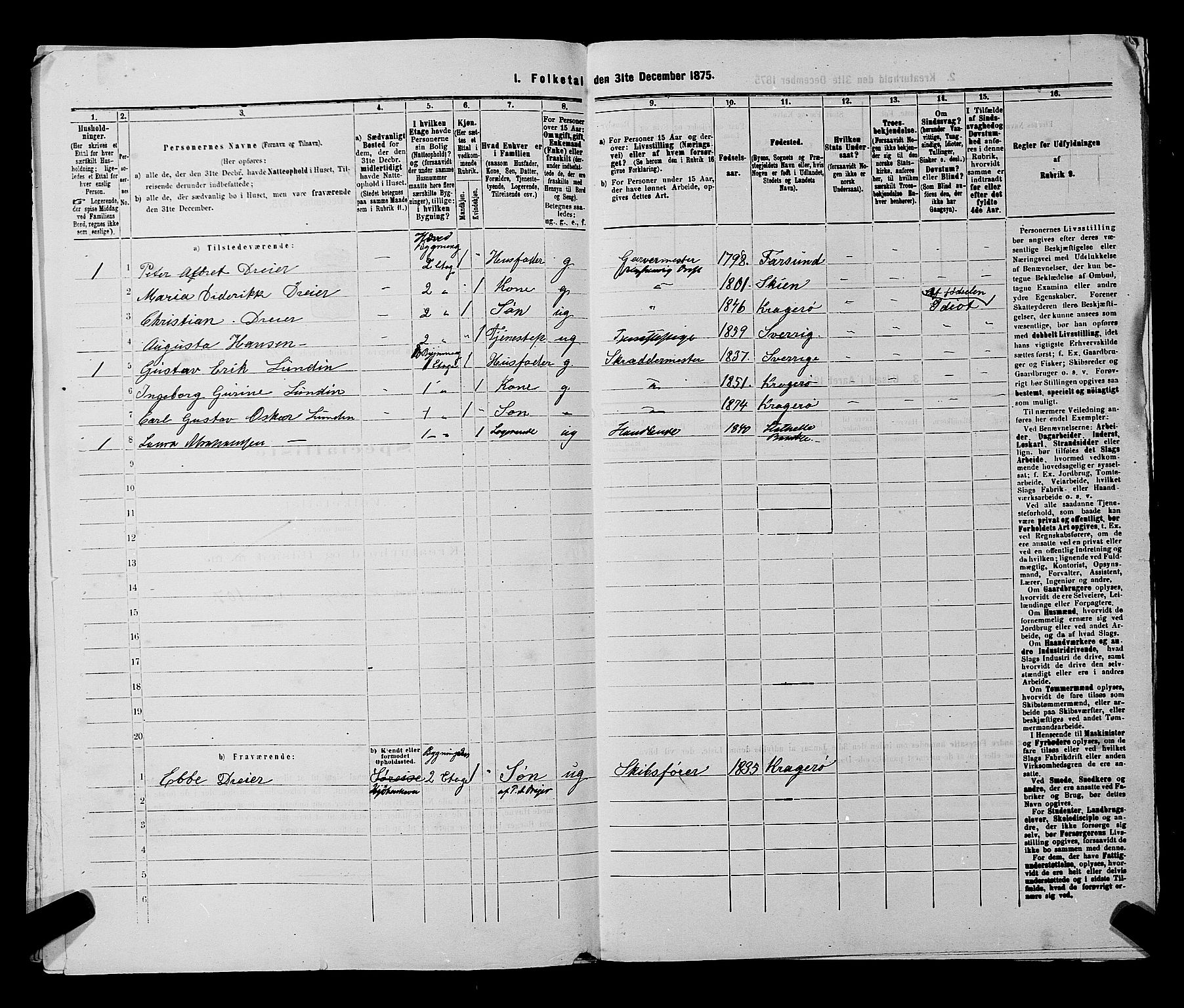 SAKO, 1875 census for 0801P Kragerø, 1875, p. 217