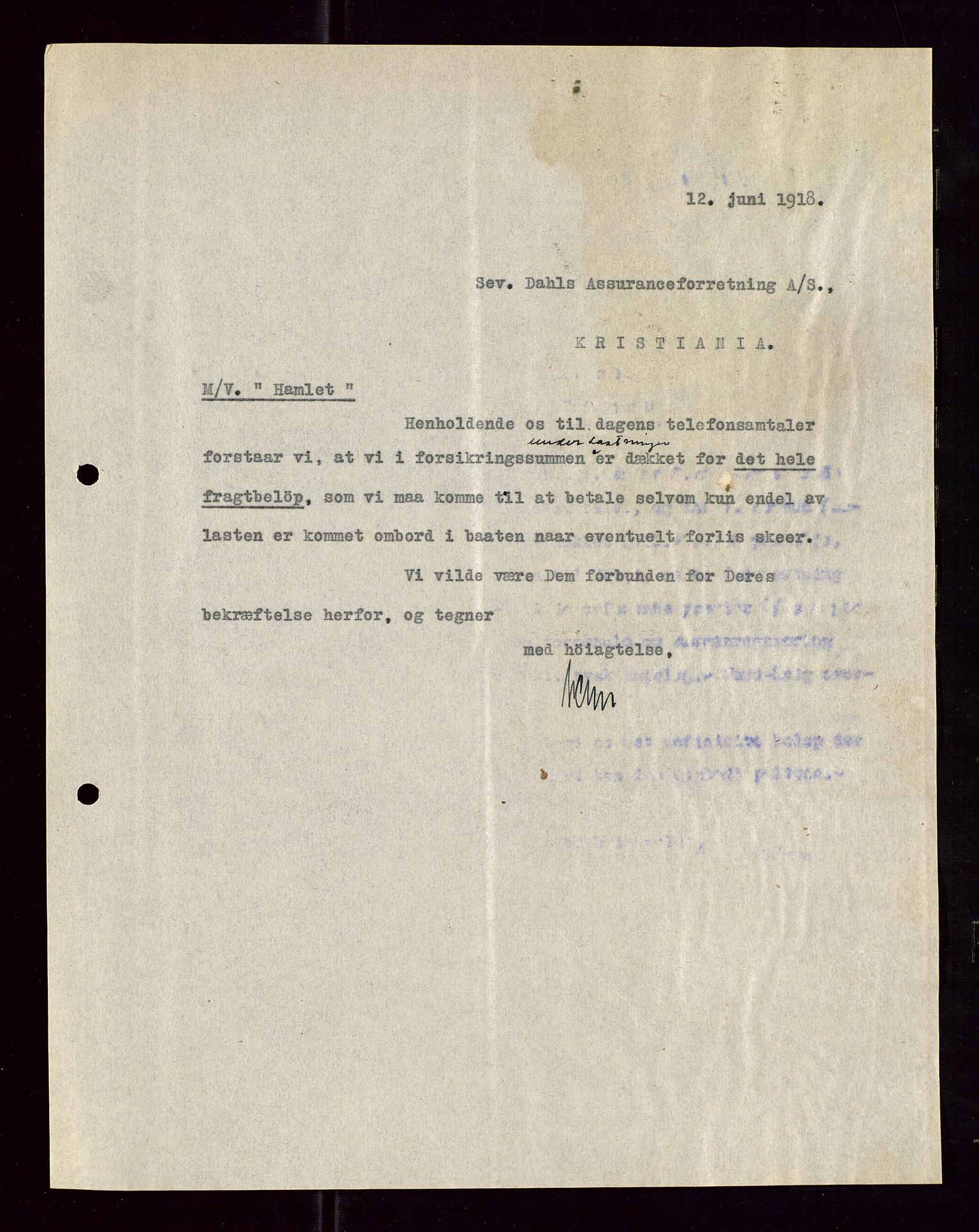 Pa 1521 - A/S Norske Shell, AV/SAST-A-101915/E/Ea/Eaa/L0005: Sjefskorrespondanse, 1918, p. 88