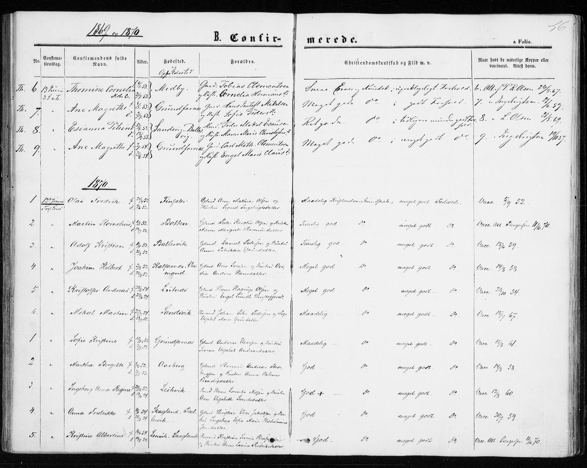 Berg sokneprestkontor, AV/SATØ-S-1318/G/Ga/Gaa/L0002kirke: Parish register (official) no. 2, 1860-1872, p. 56