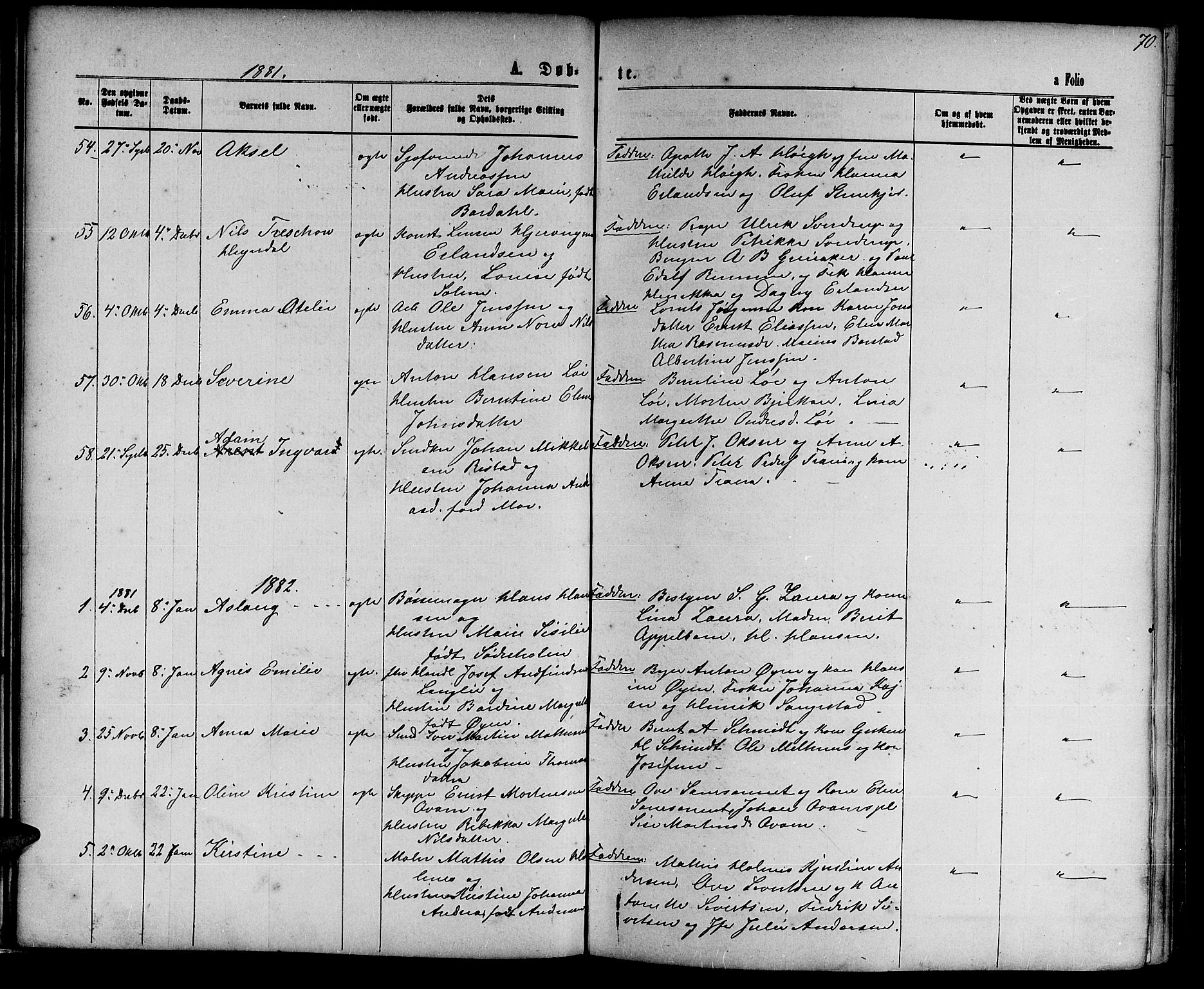 Ministerialprotokoller, klokkerbøker og fødselsregistre - Nord-Trøndelag, AV/SAT-A-1458/739/L0373: Parish register (copy) no. 739C01, 1865-1882, p. 70