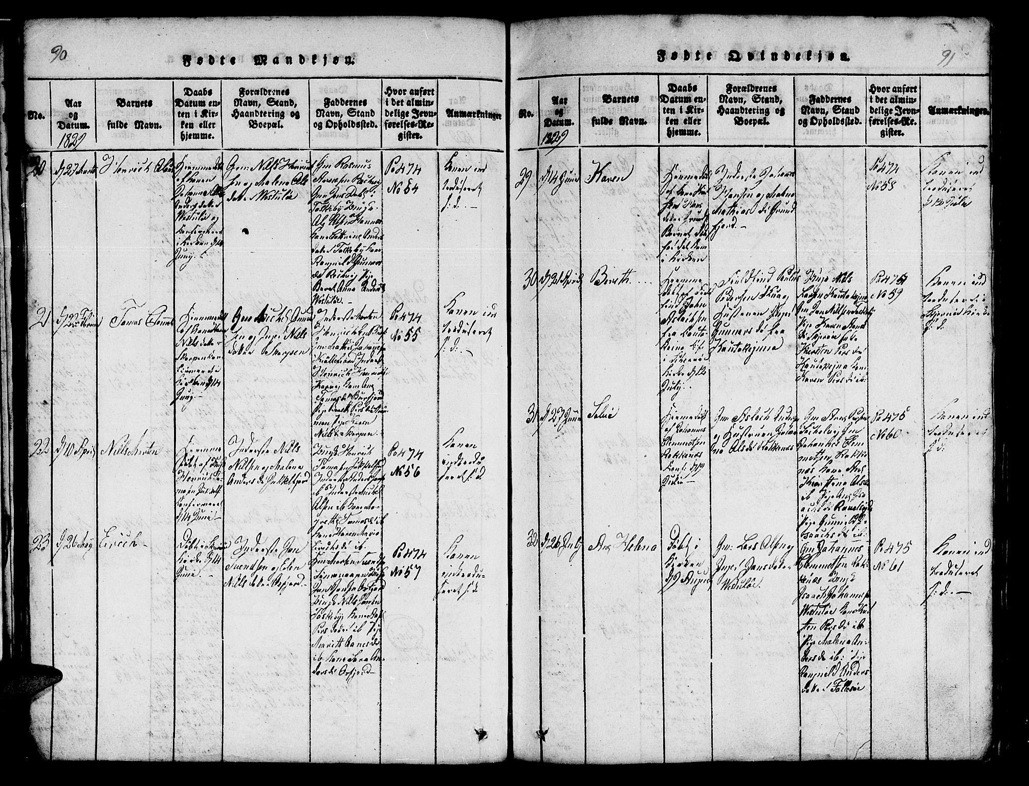 Skjervøy sokneprestkontor, AV/SATØ-S-1300/H/Ha/Hab/L0001klokker: Parish register (copy) no. 1, 1825-1838, p. 90-91