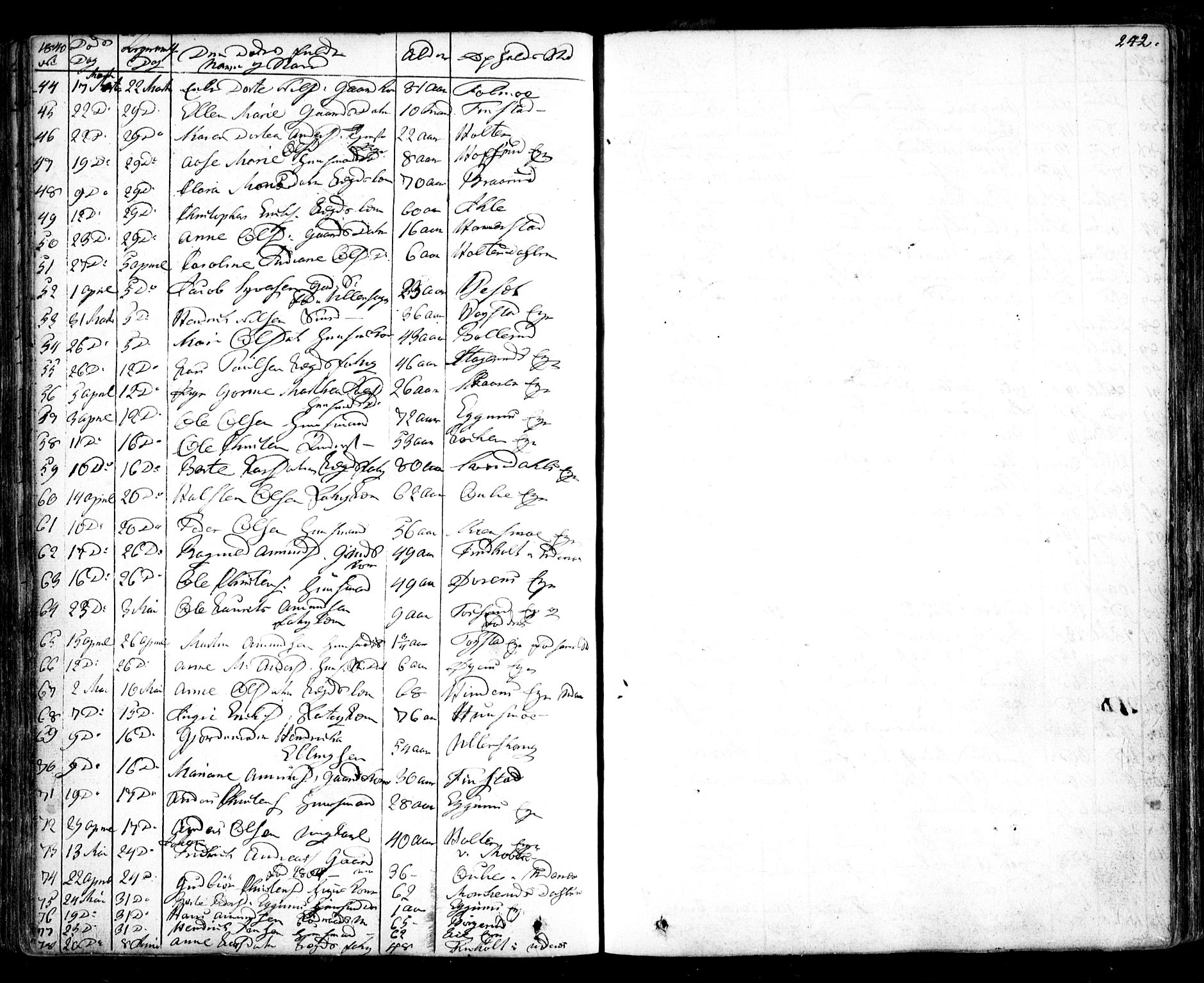 Nes prestekontor Kirkebøker, AV/SAO-A-10410/F/Fa/L0006: Parish register (official) no. I 6, 1833-1845, p. 242