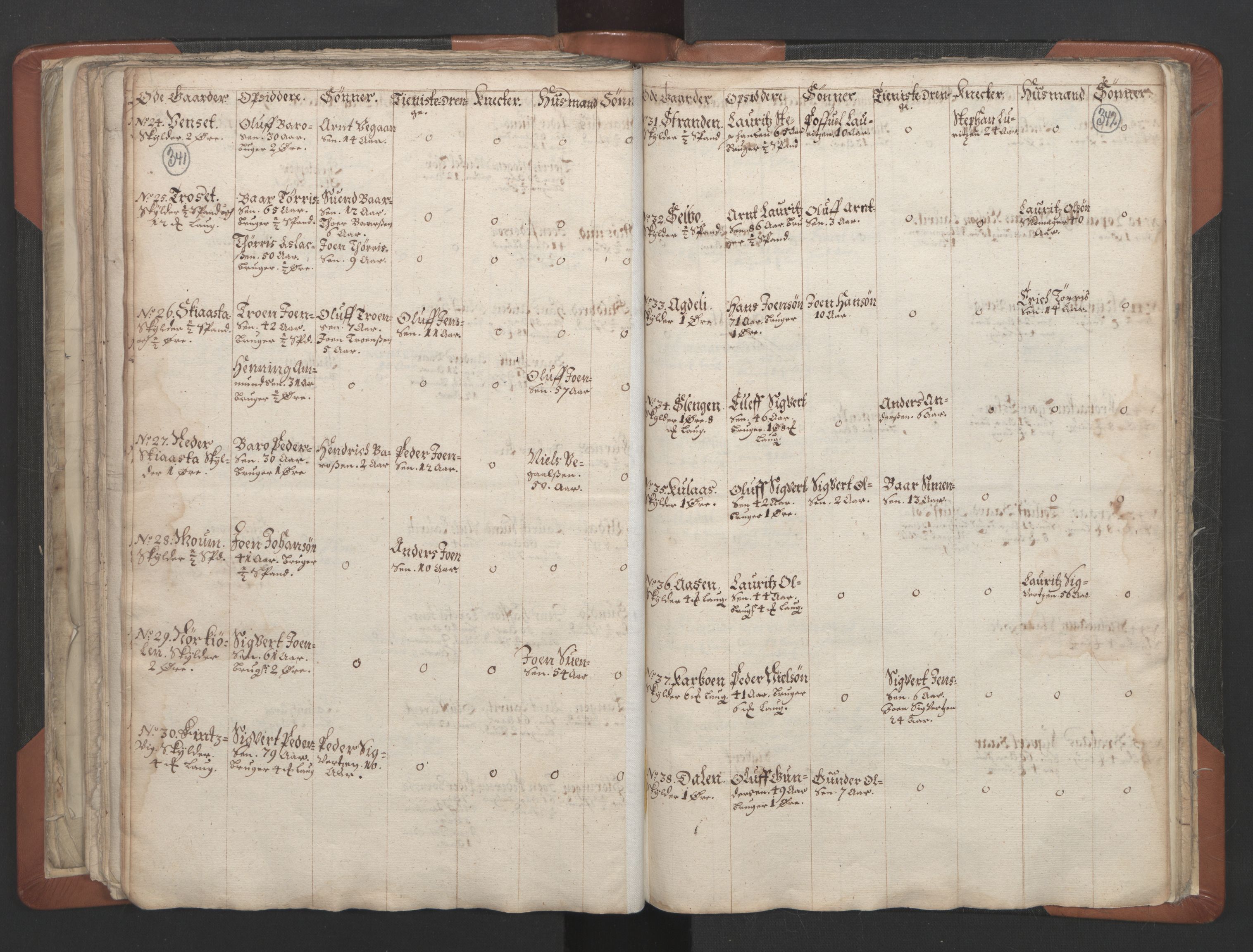 RA, Vicar's Census 1664-1666, no. 32: Innherad deanery, 1664-1666, p. 341-342
