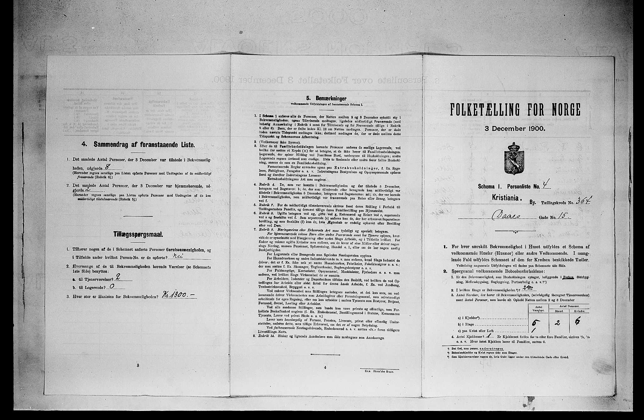 SAO, 1900 census for Kristiania, 1900, p. 14365