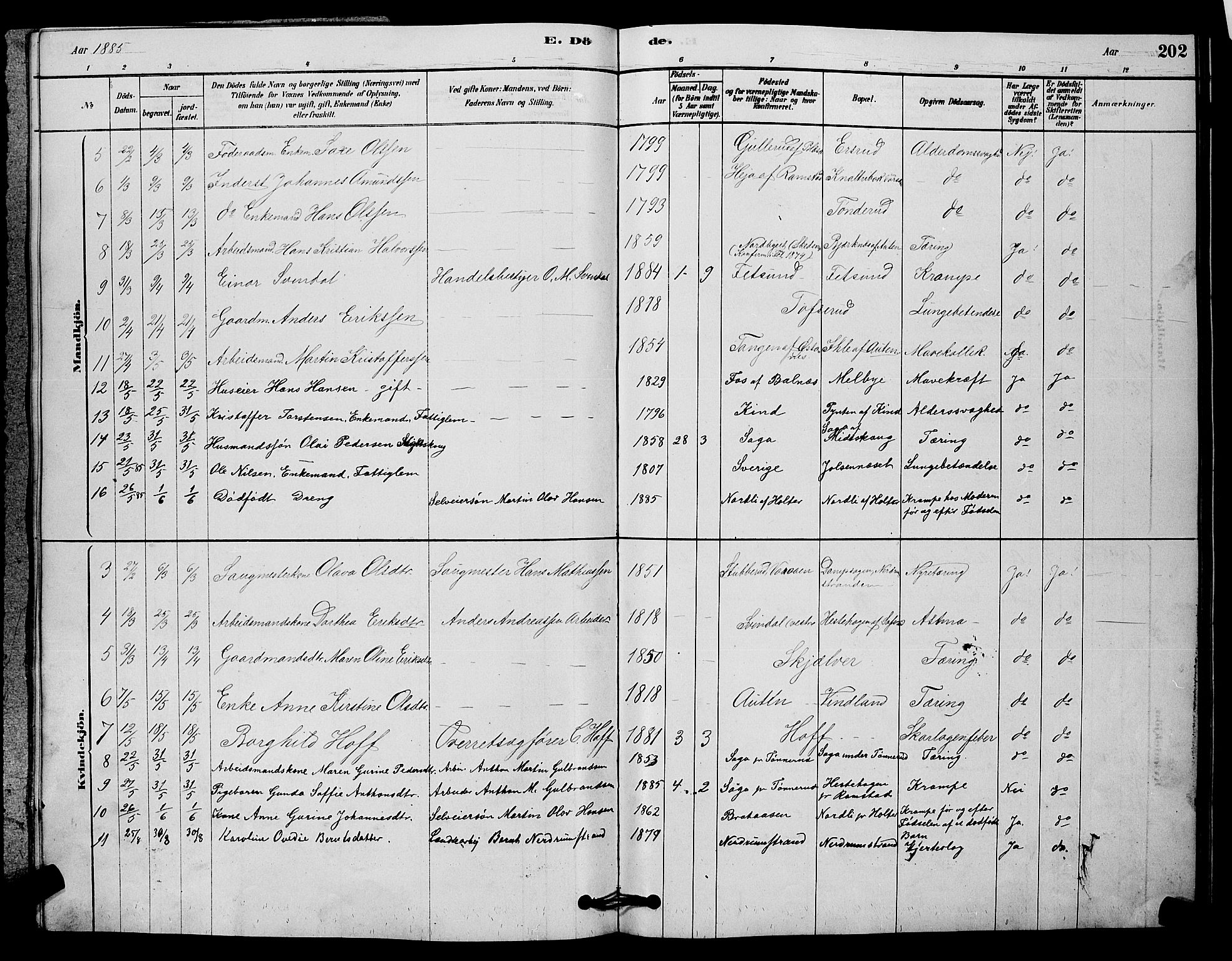 Fet prestekontor Kirkebøker, AV/SAO-A-10370a/G/Ga/L0006: Parish register (copy) no. I 6, 1878-1891, p. 202