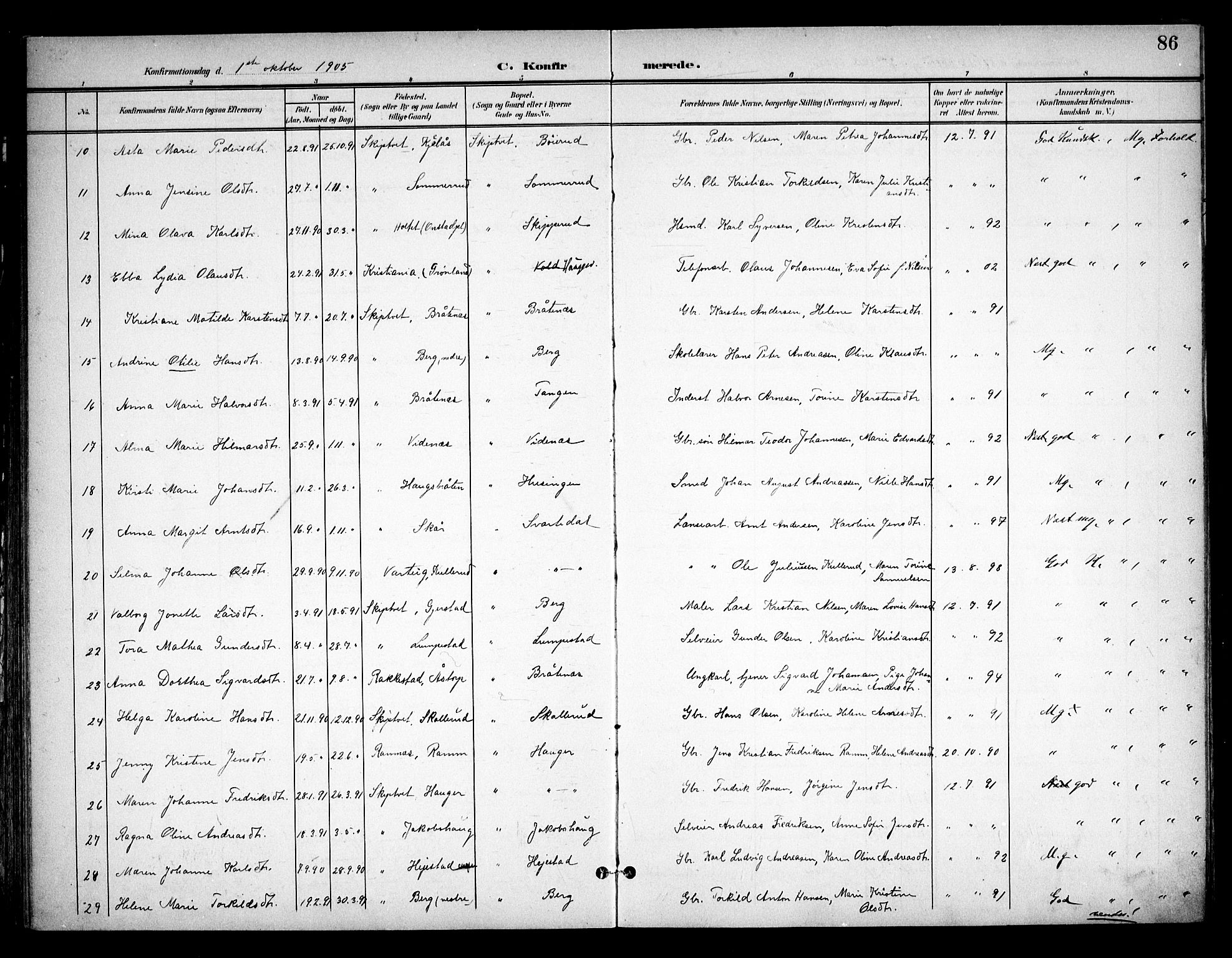 Skiptvet prestekontor Kirkebøker, AV/SAO-A-20009/F/Fa/L0011: Parish register (official) no. 11, 1901-1913, p. 86