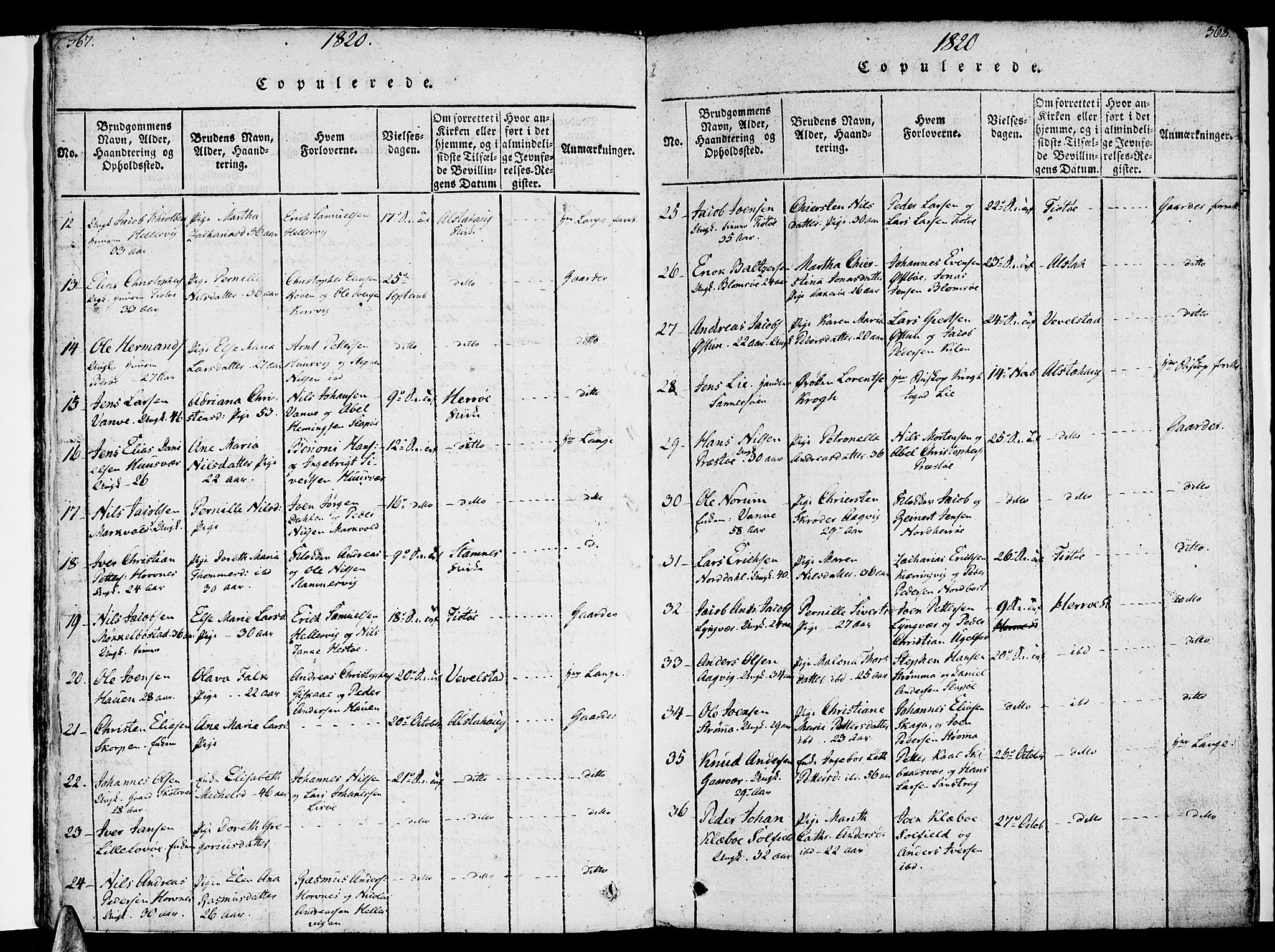 Ministerialprotokoller, klokkerbøker og fødselsregistre - Nordland, SAT/A-1459/830/L0445: Parish register (official) no. 830A09, 1820-1830, p. 367-368