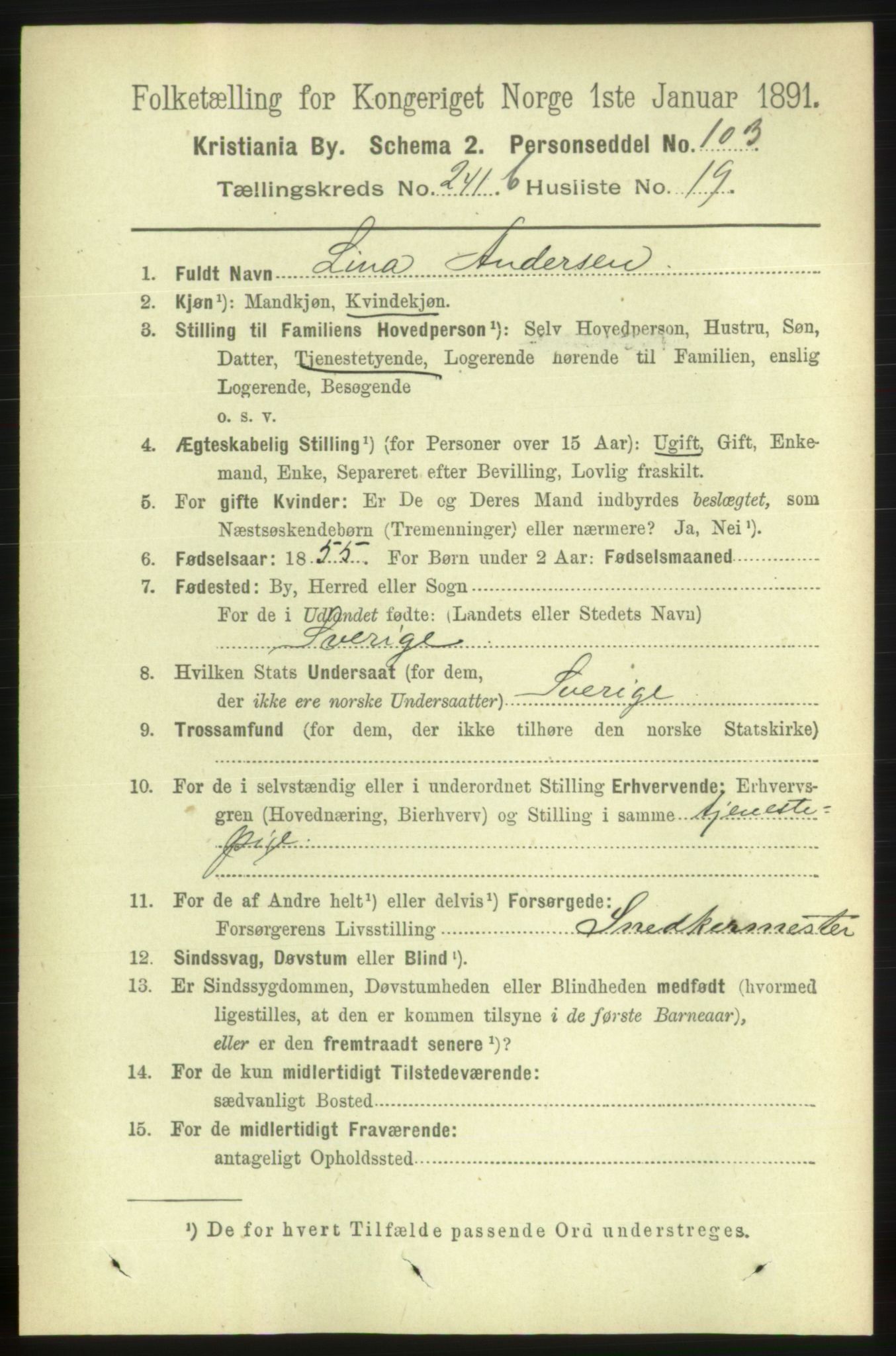RA, 1891 census for 0301 Kristiania, 1891, p. 146844